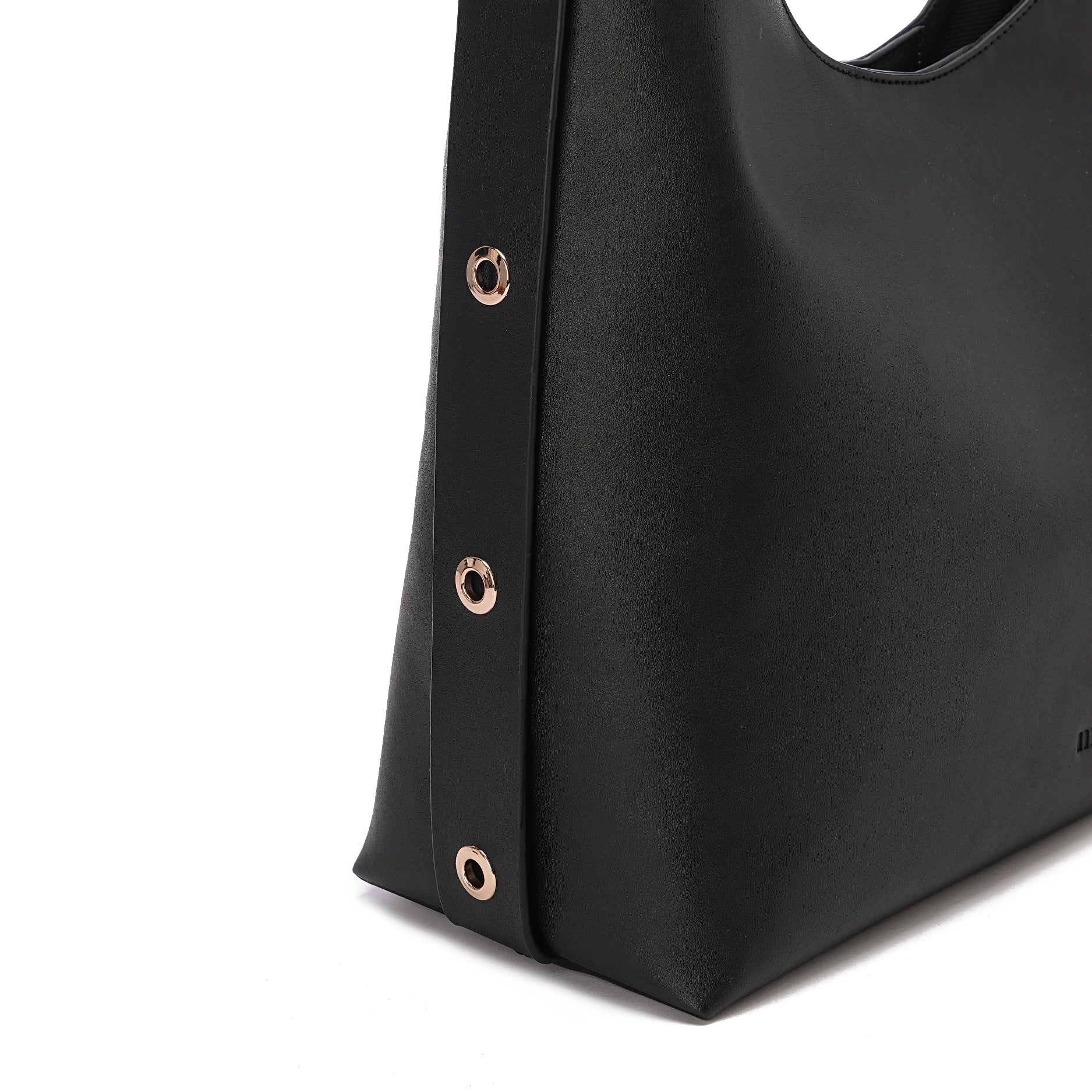 Black | Leather Bag With Eyelets