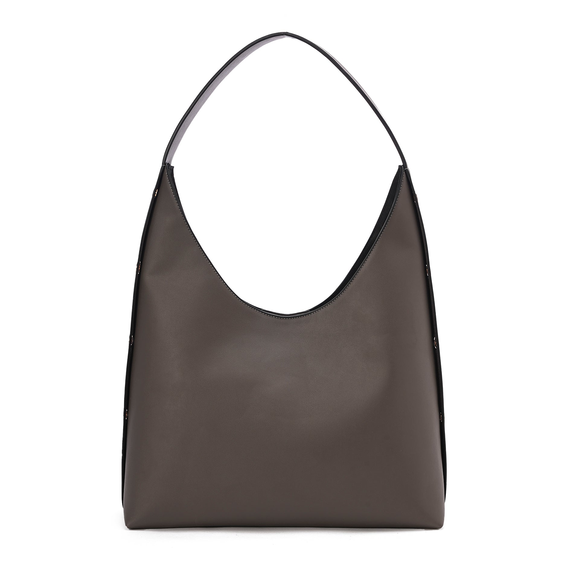 Dark Grey| Leather Bag With Eyelets