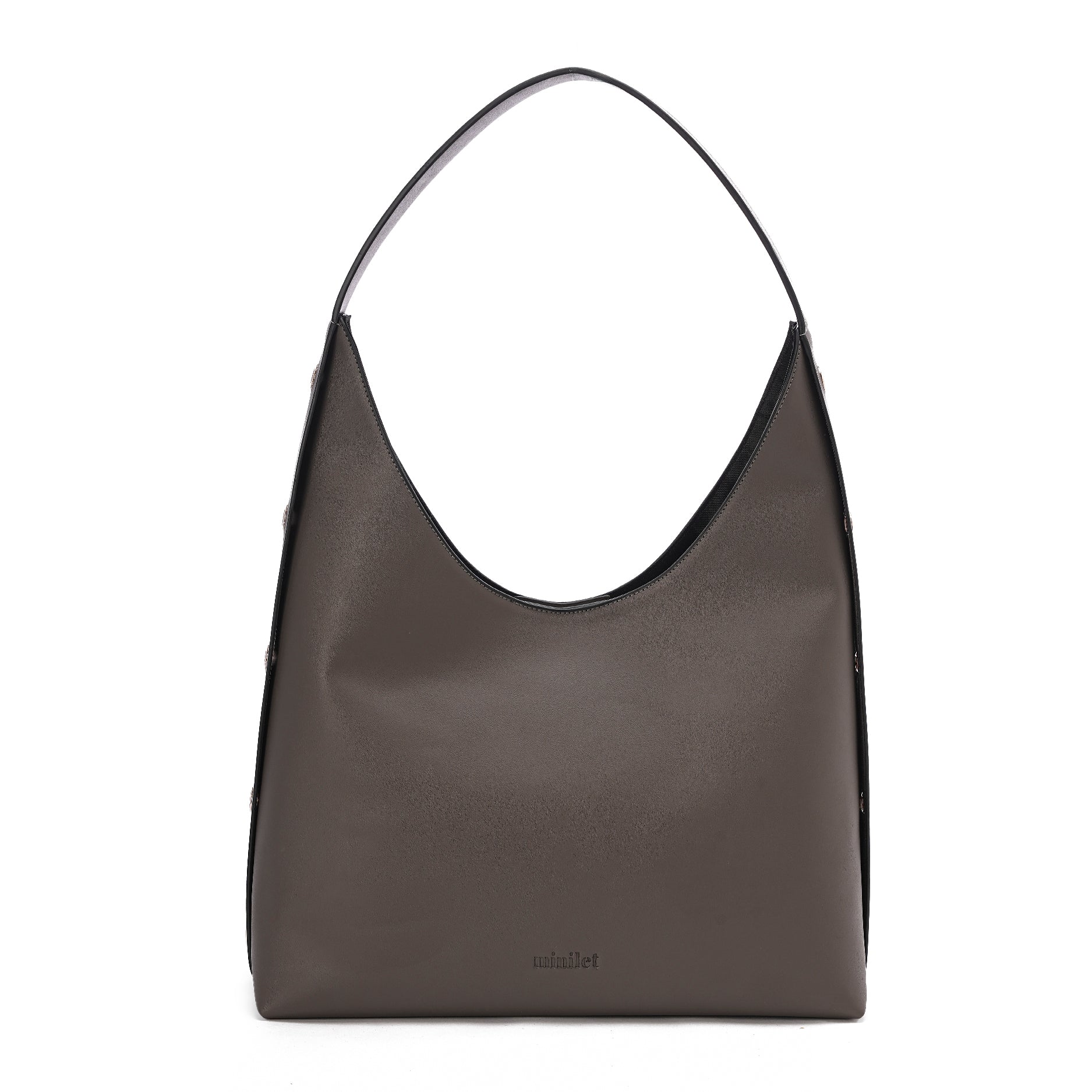 Dark Grey| Leather Bag With Eyelets