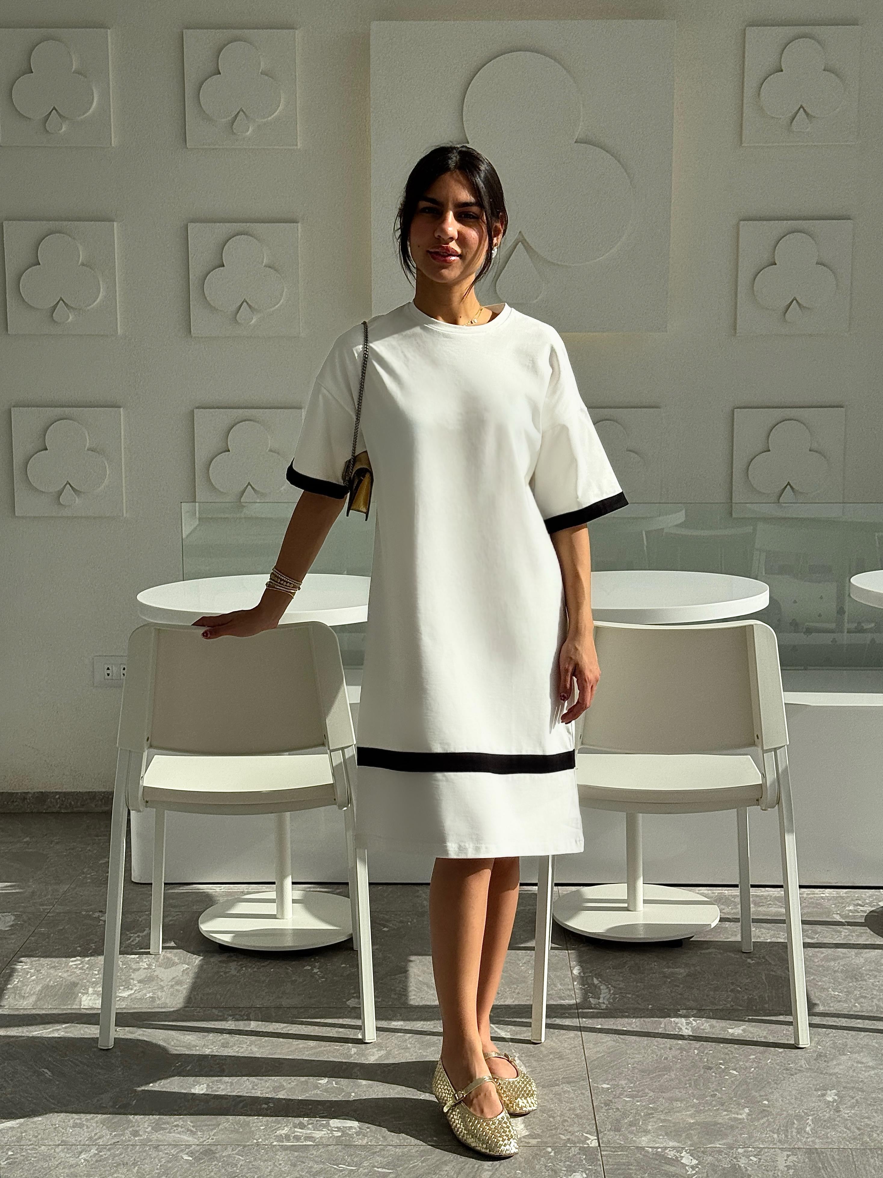 White x Black Stripe Comfy Dress
