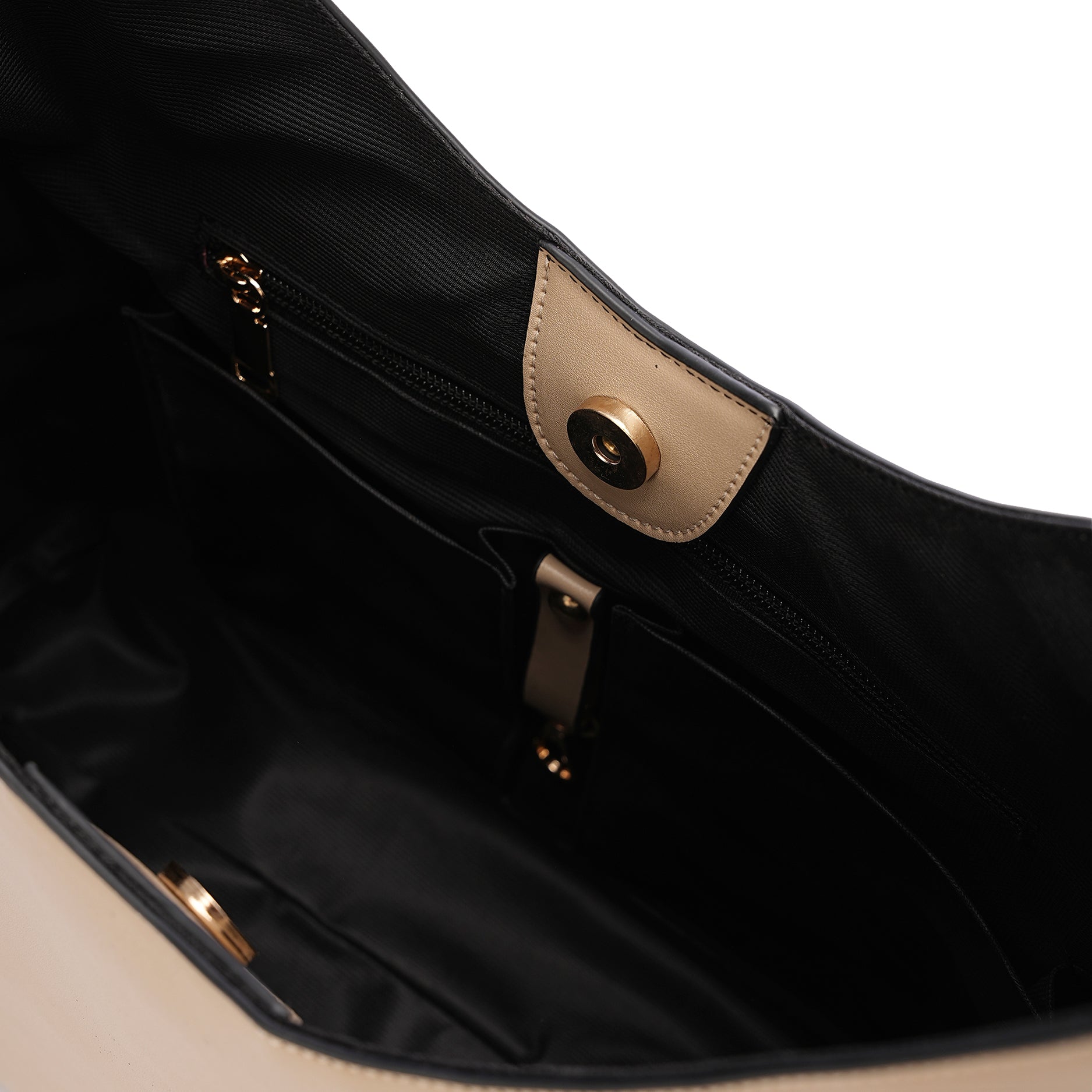 Beige| Leather Bag With Eyelets