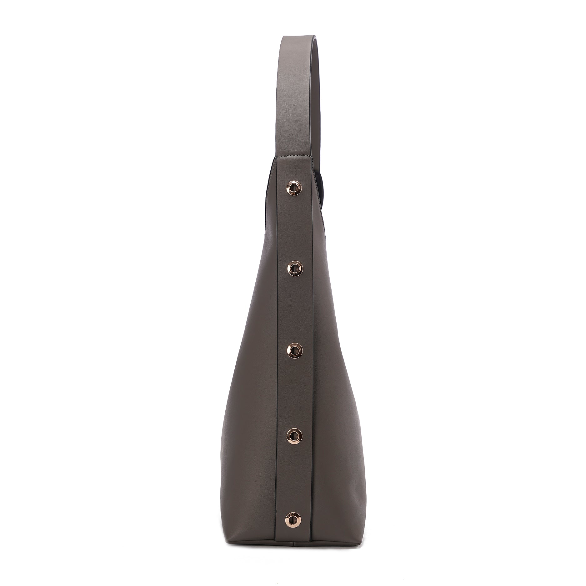 Dark Grey| Leather Bag With Eyelets