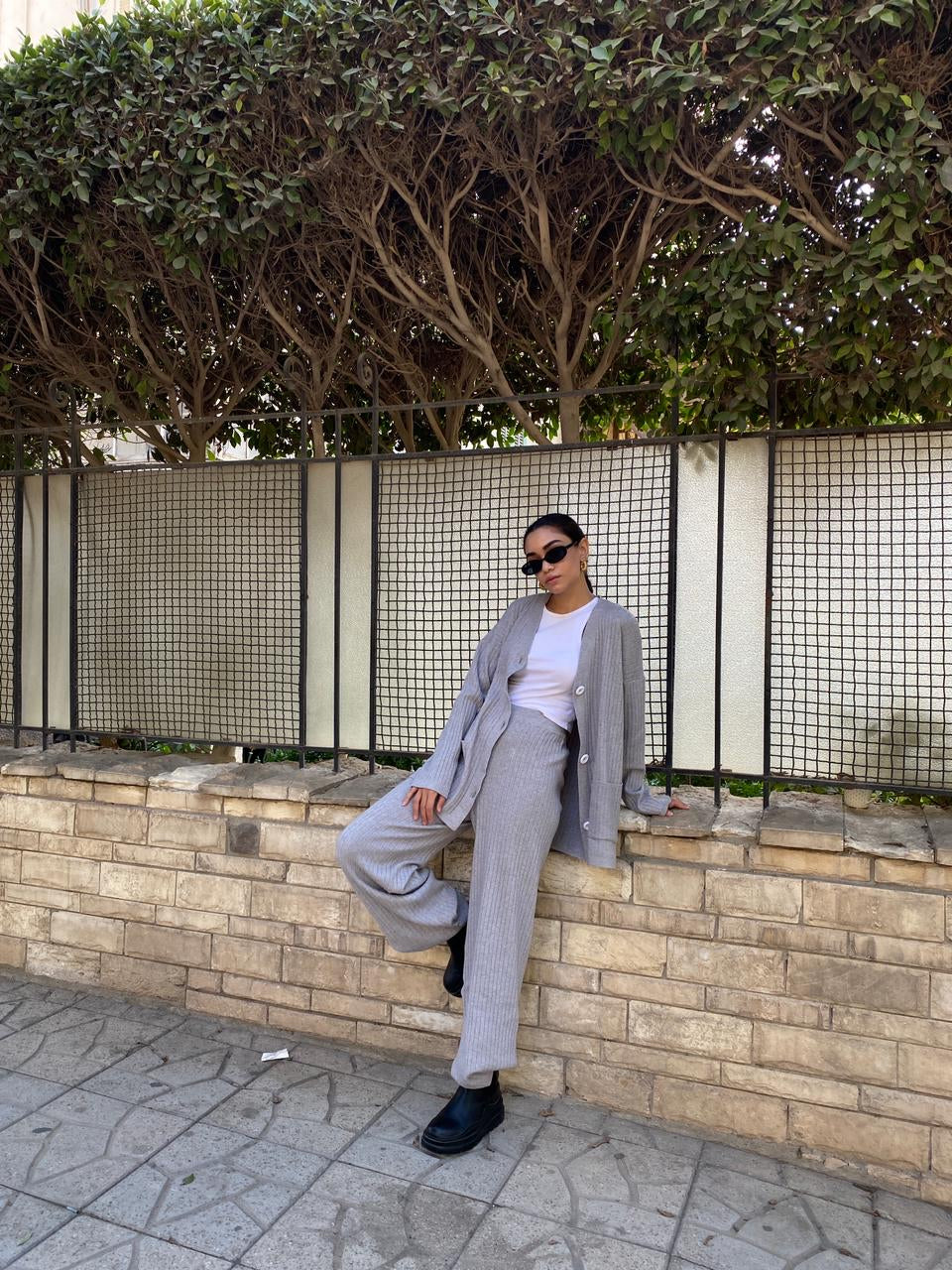 Grey | Cardigan & Pants knit Set