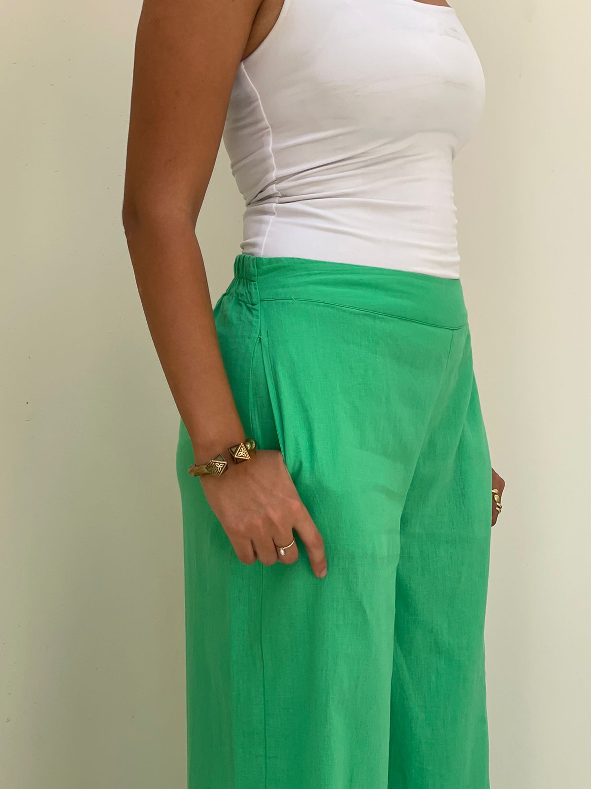 Green | Linen Pants
