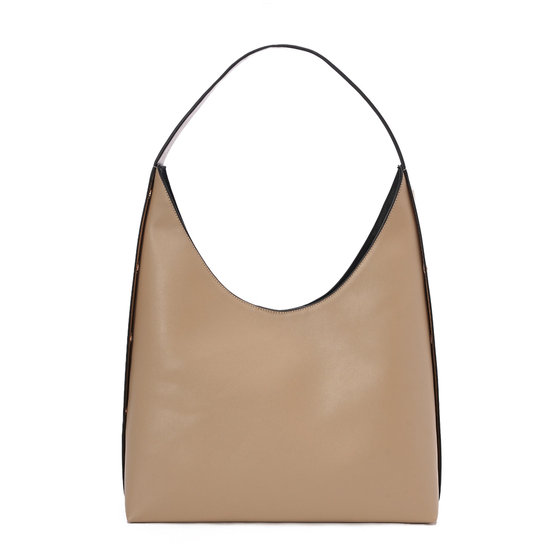 Beige| Leather Bag With Eyelets