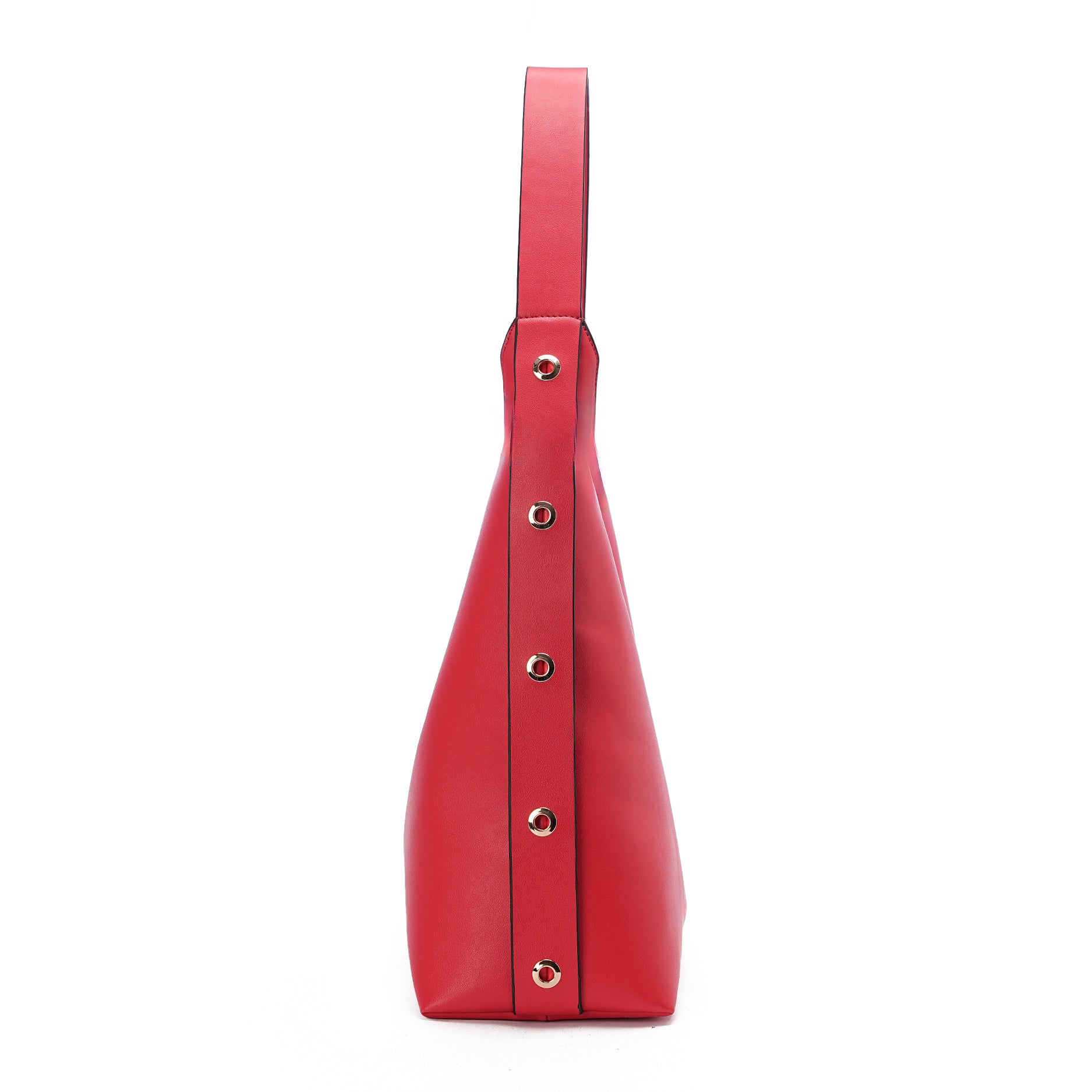 Red | Leather Bag With Eyelets