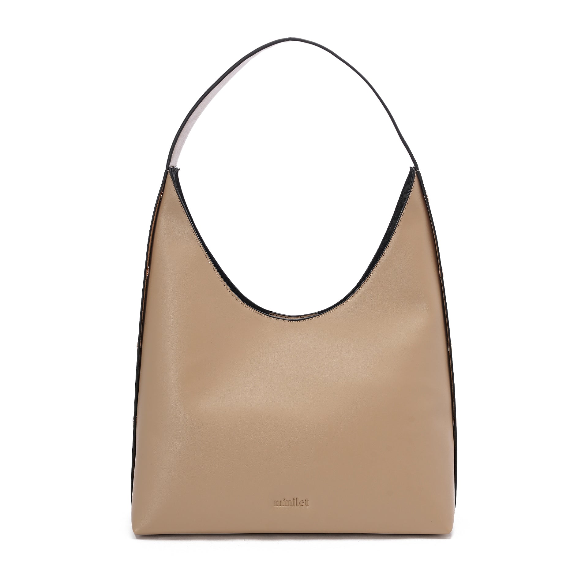 Beige| Leather Bag With Eyelets