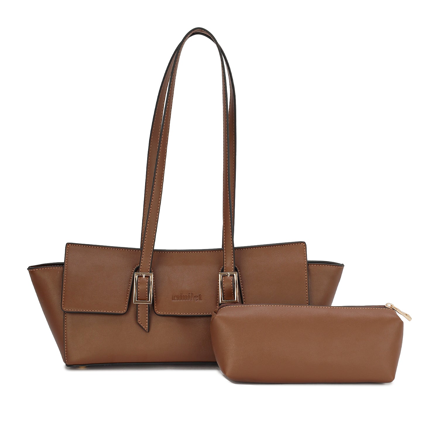 Leather Shoulder Bag in Bag