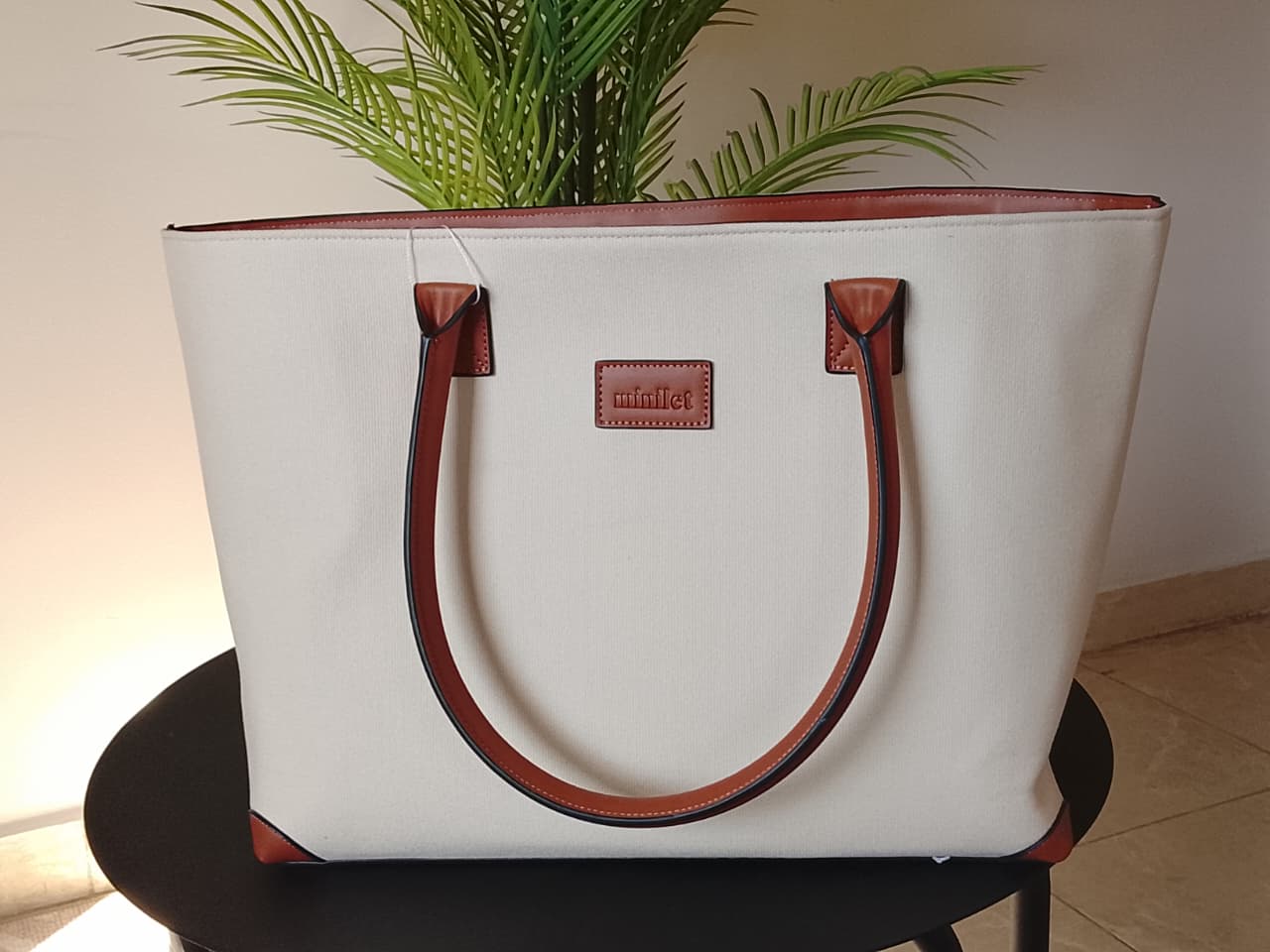 Camel x Offwhite | Leather Canvas Bag (Zero Waste 🌿)