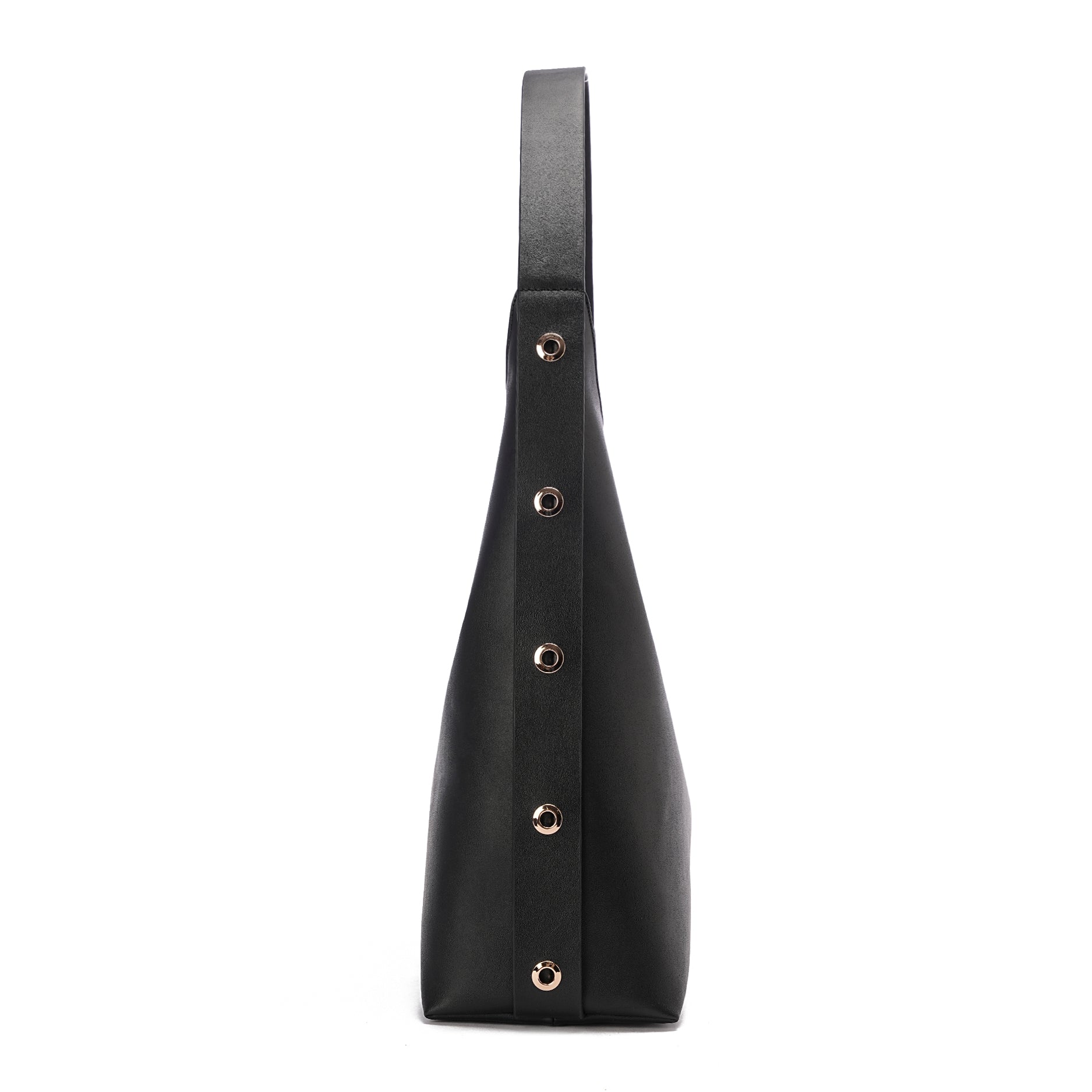 Black | Leather Bag With Eyelets