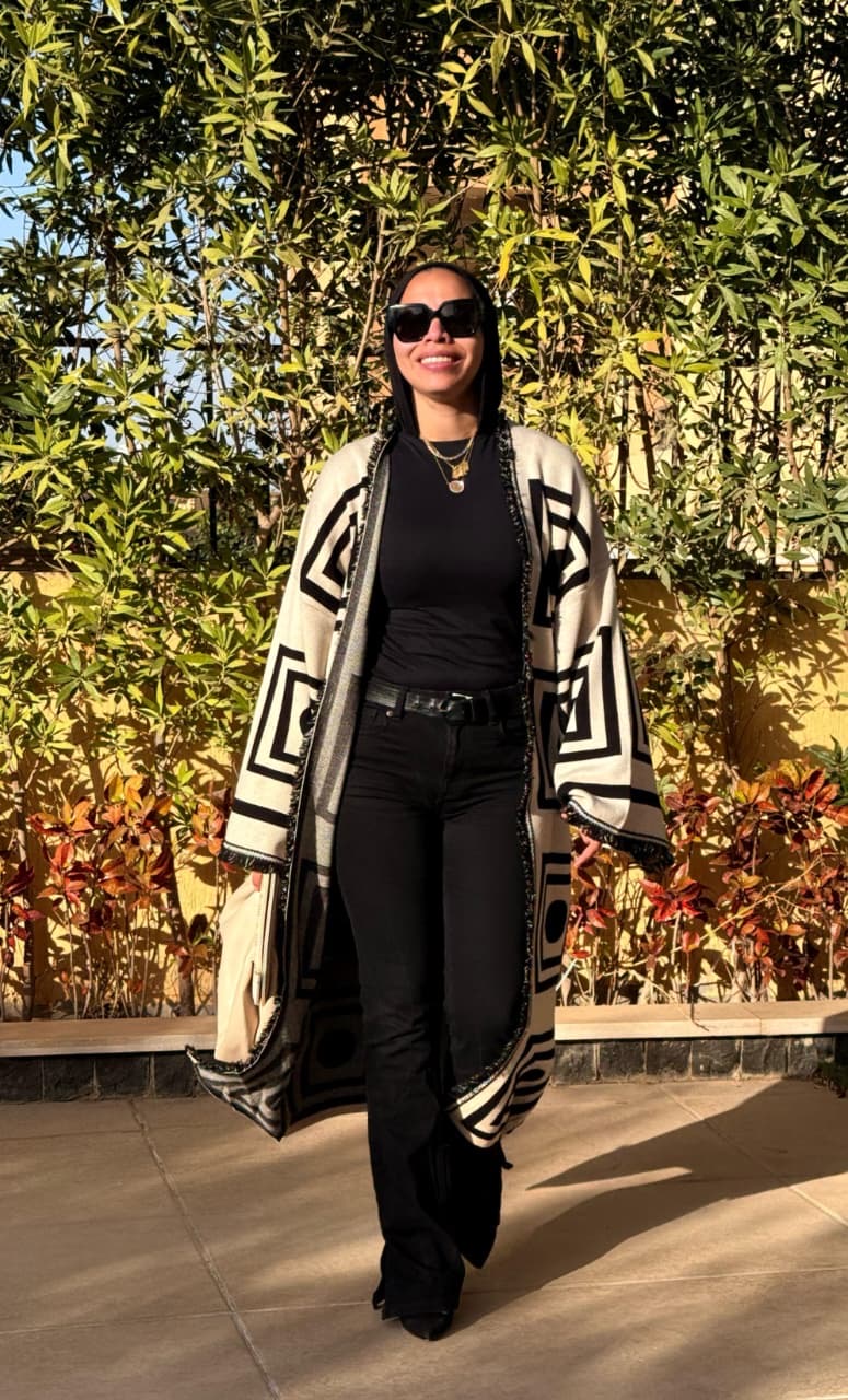 Beige x Black Knit Cardigan