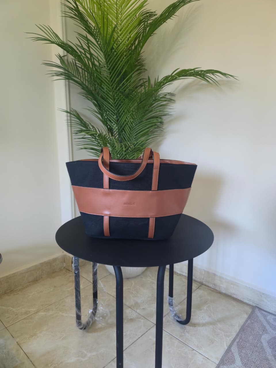 Black x Camel | leather x Canvas Tote (Zero Waste 🌿)