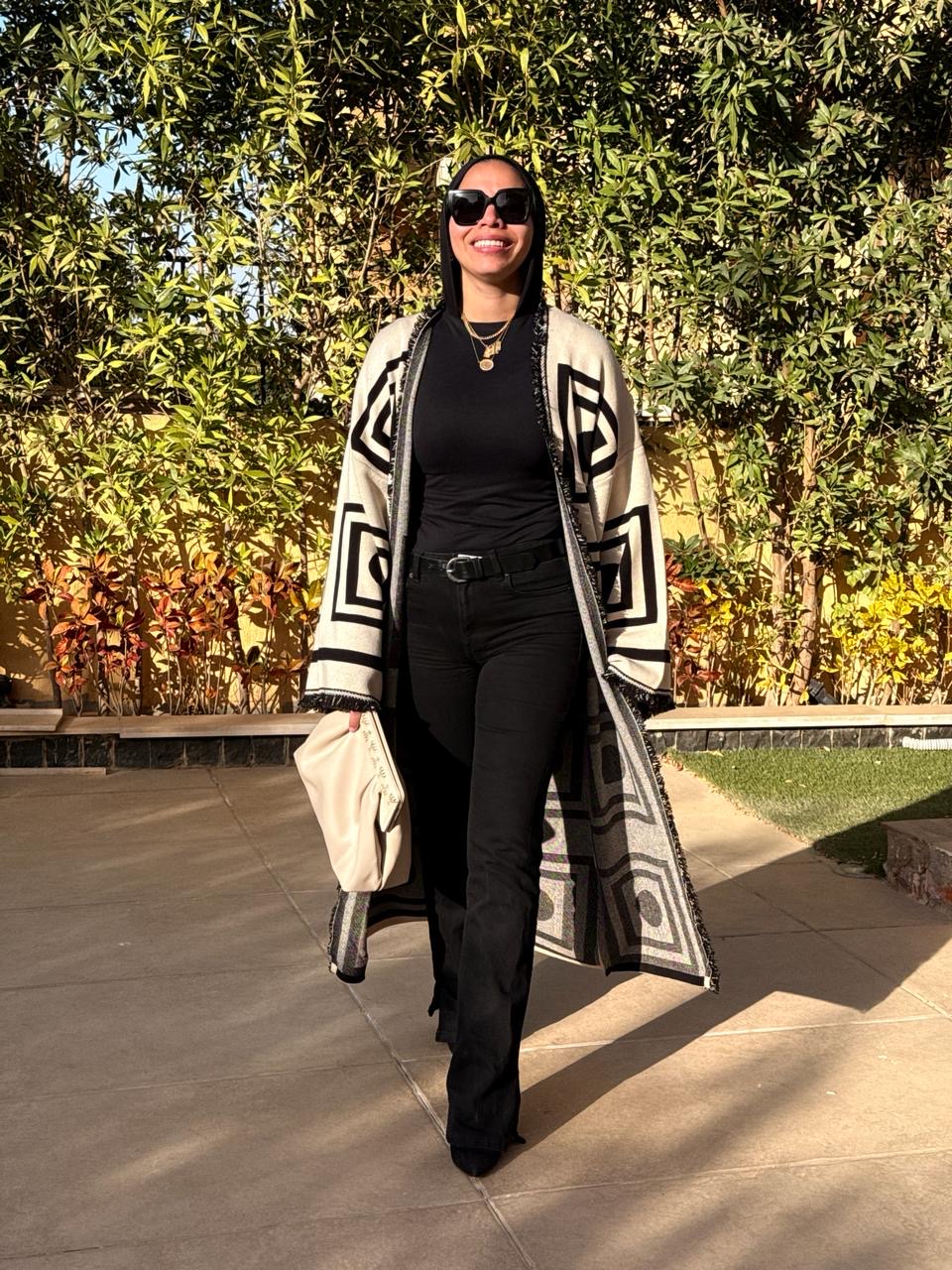 Beige x Black Knit Cardigan