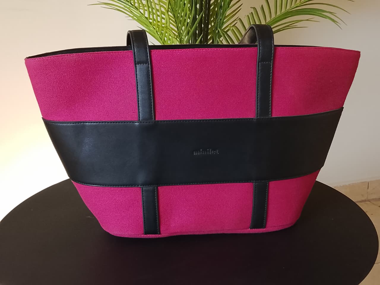 Fuschia | Leather x Canvas Tote(Zero Waste 🌿)