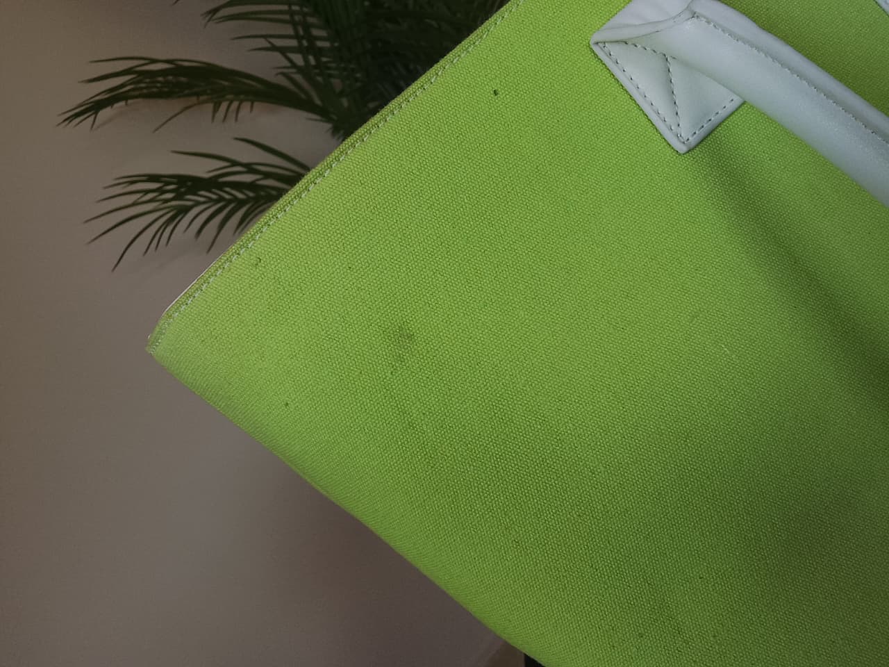 White x Lime | Leather Canvas Bag (Zero Waste 🌿)