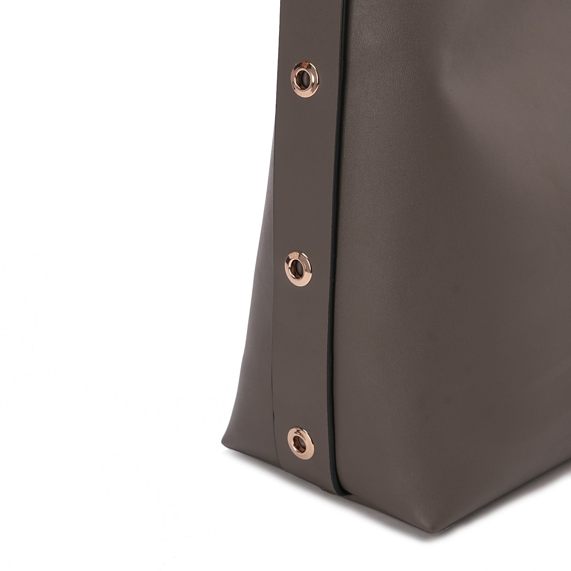 Dark Grey| Leather Bag With Eyelets