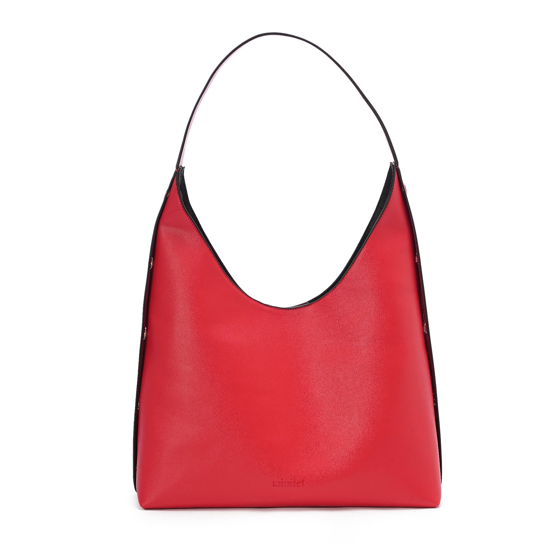 Red | Leather Bag With Eyelets