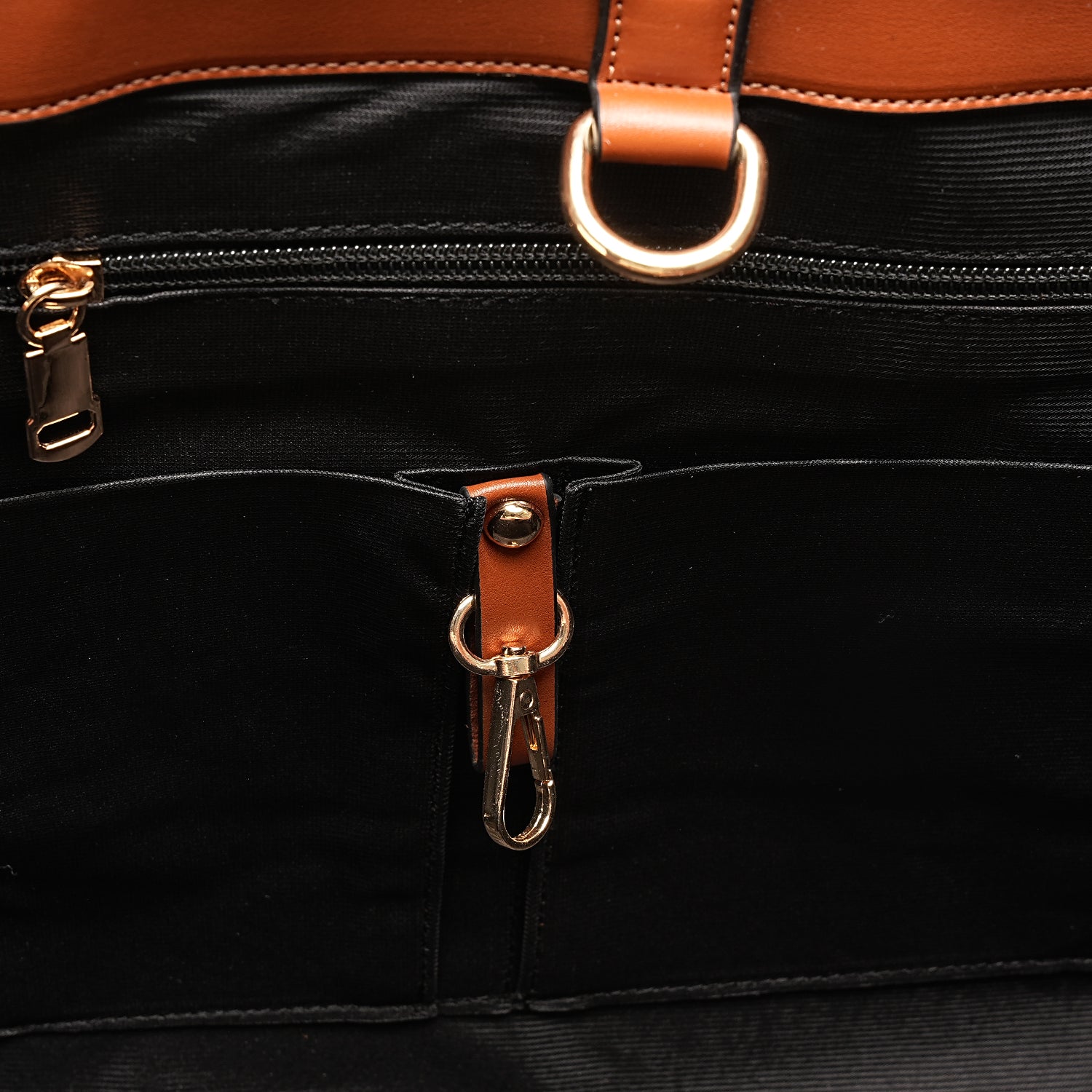Camel x Purple | Leather Canvas Bag