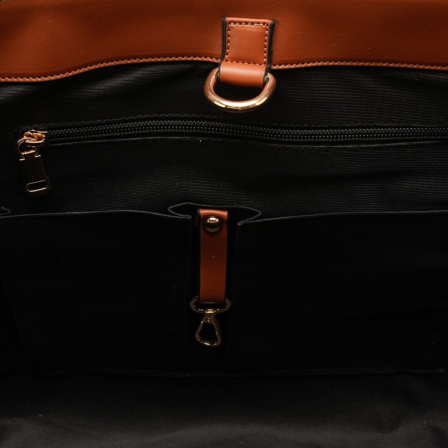 Brown X Mustard Yellow | Leather Canvas Bag
