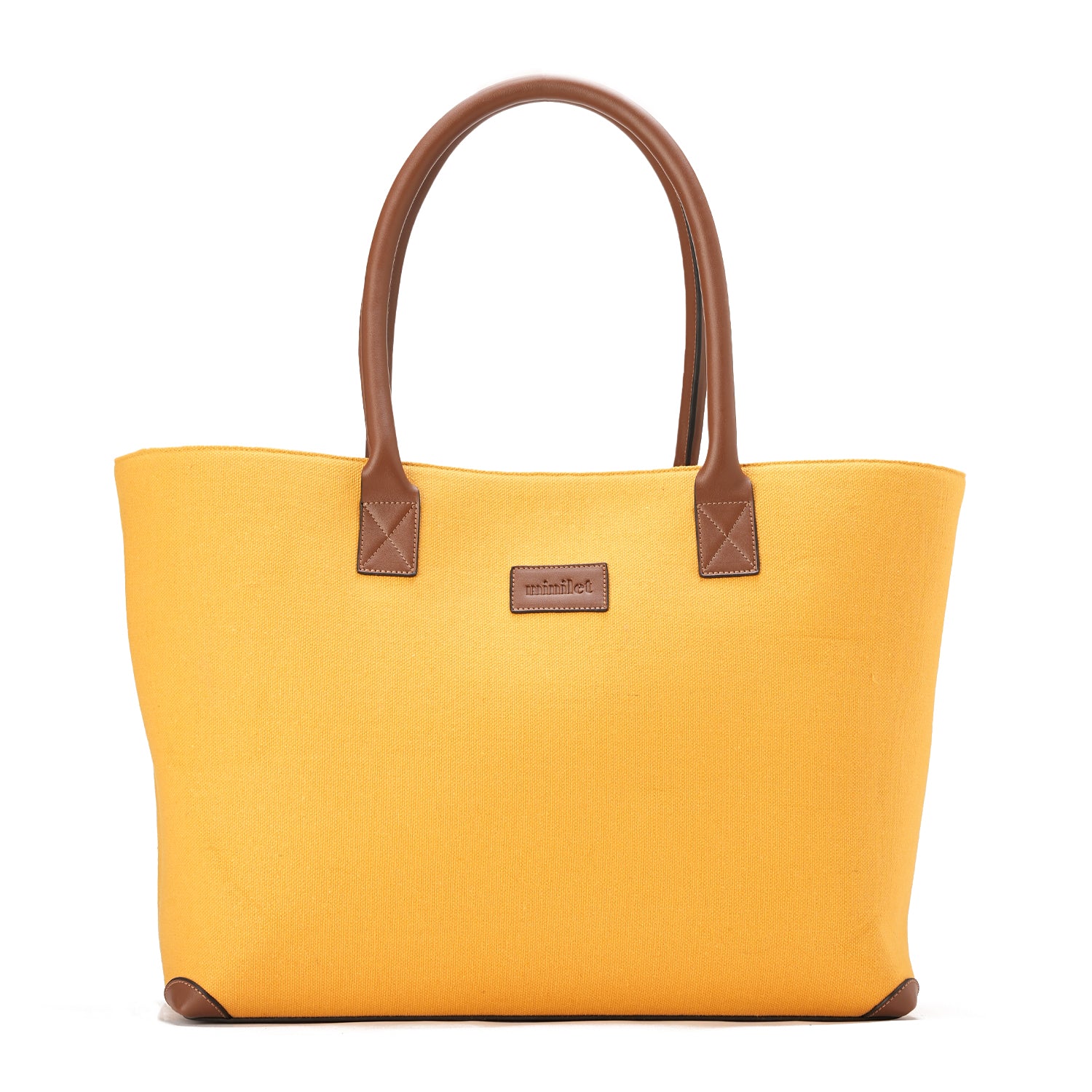 Brown X Mustard Yellow | Leather Canvas Bag