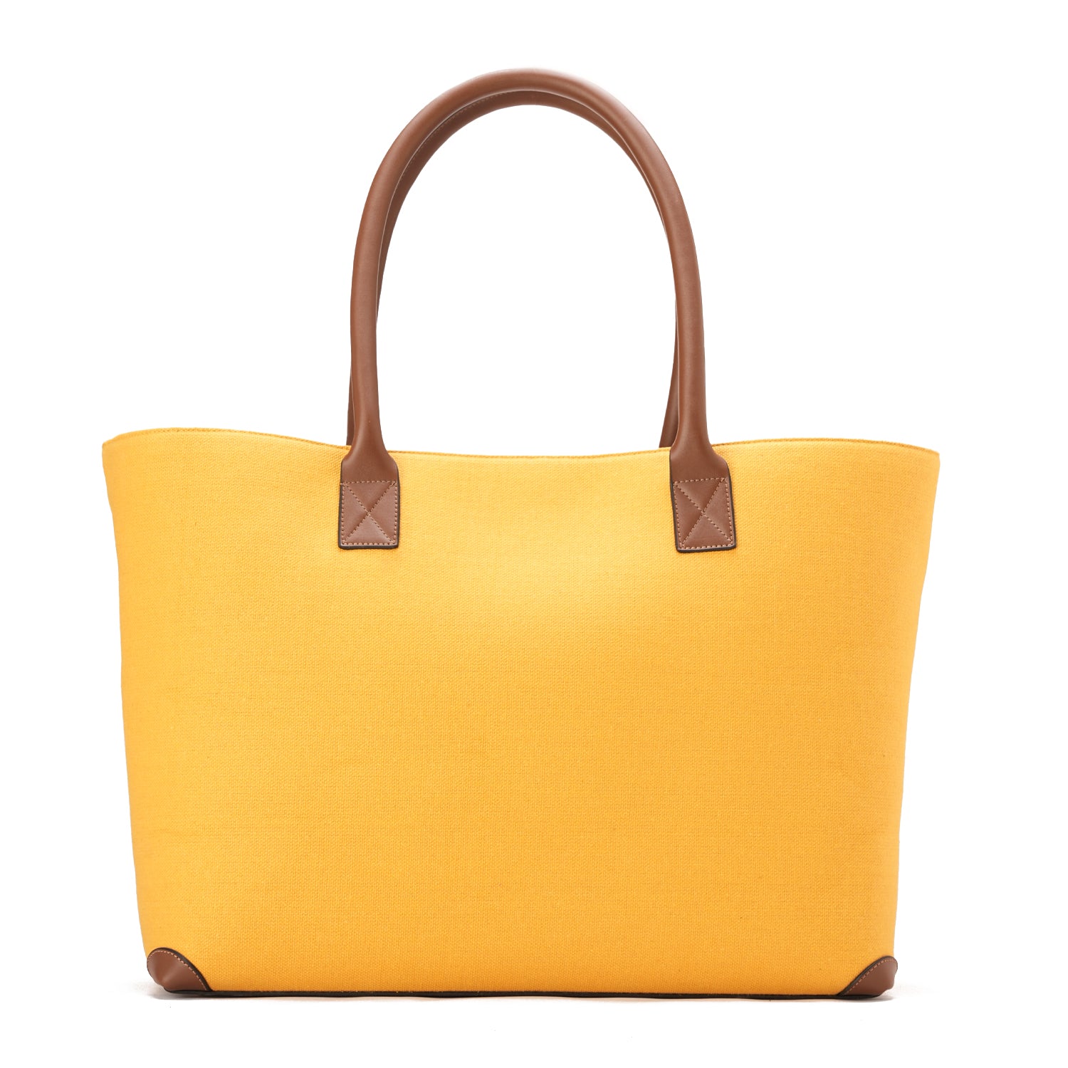 Brown X Mustard Yellow | Leather Canvas Bag