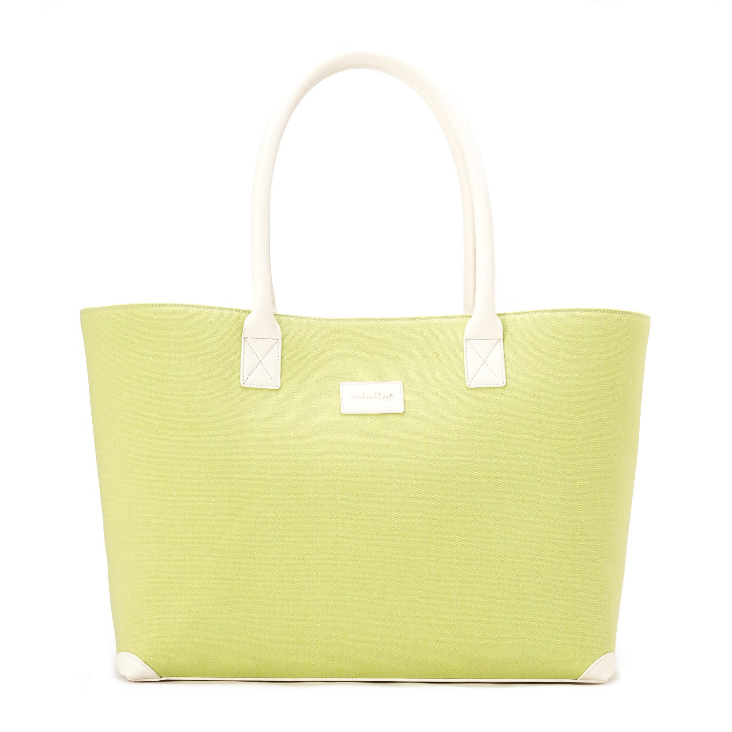 White x Lime | Leather Canvas Bag