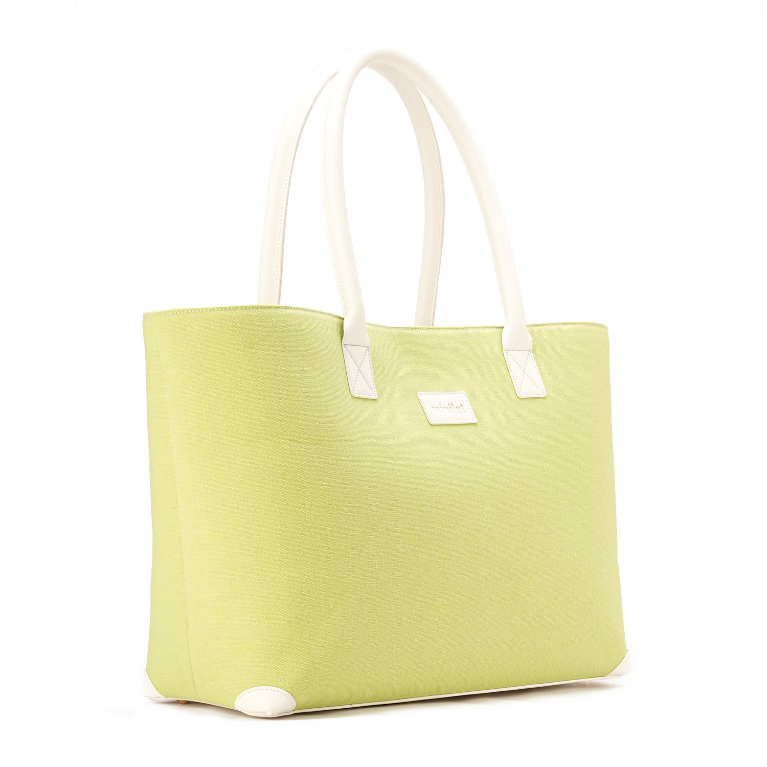 White x Lime | Leather Canvas Bag