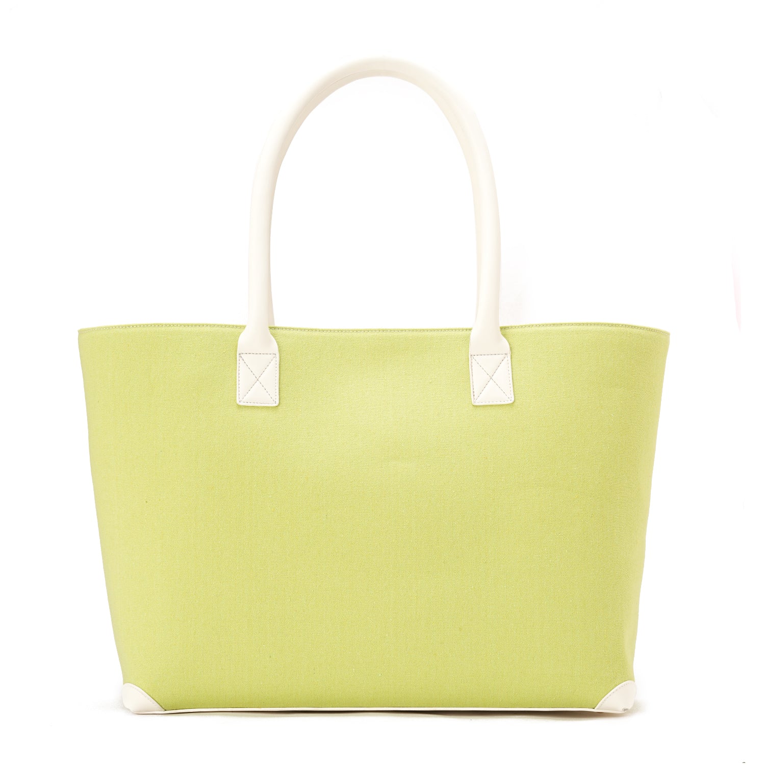White x Lime | Leather Canvas Bag