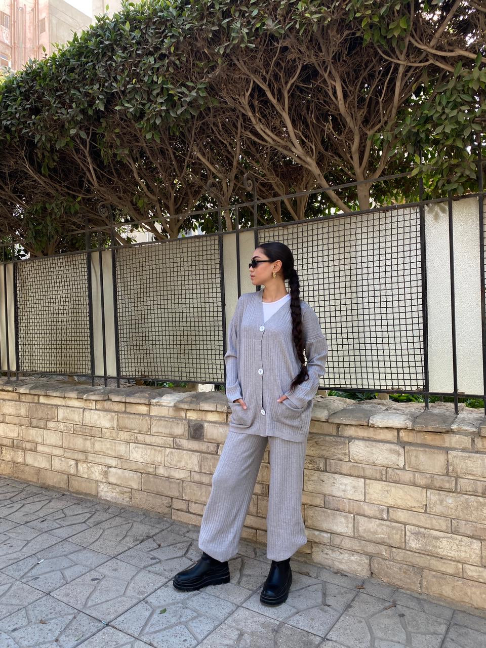 Grey | Cardigan & Pants knit Set