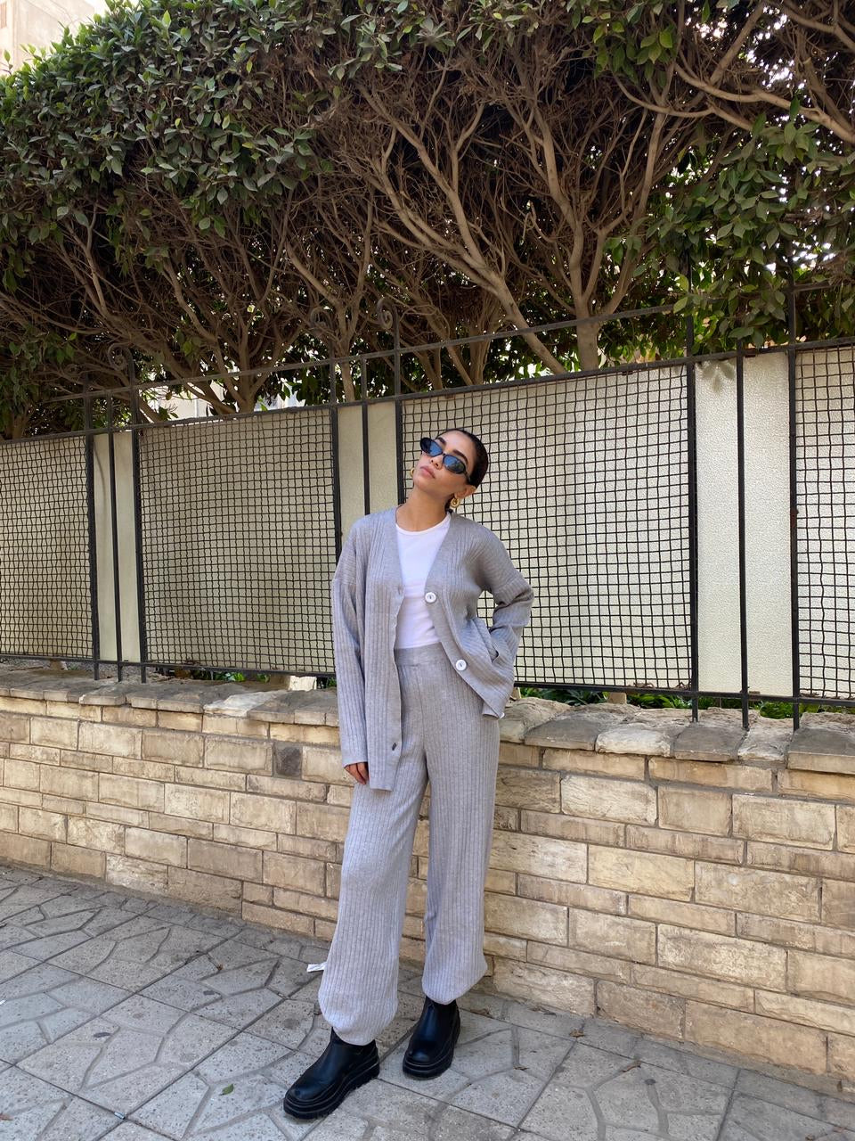 Grey | Cardigan & Pants knit Set