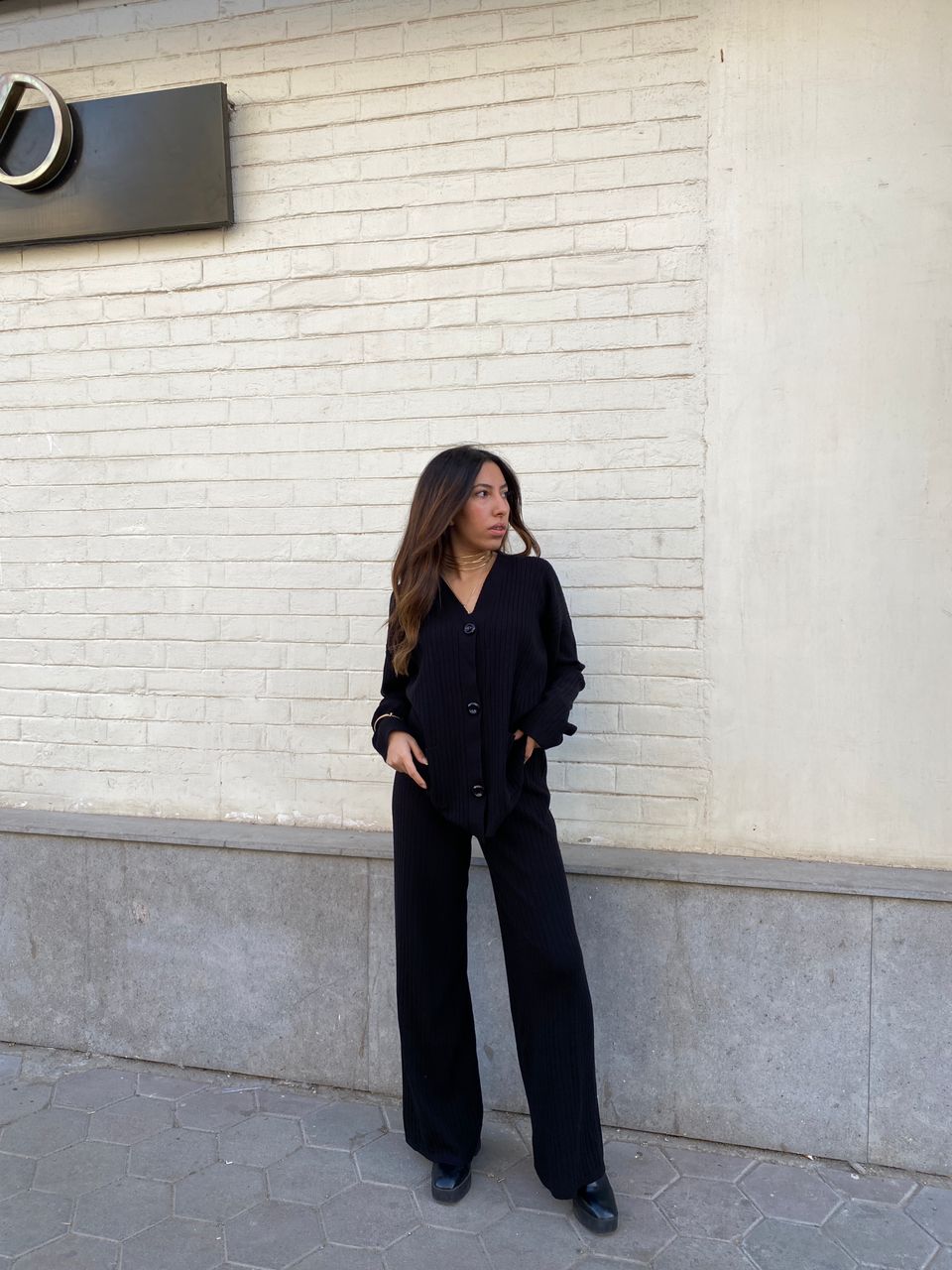 Black | Cardigan & Pants knit Set