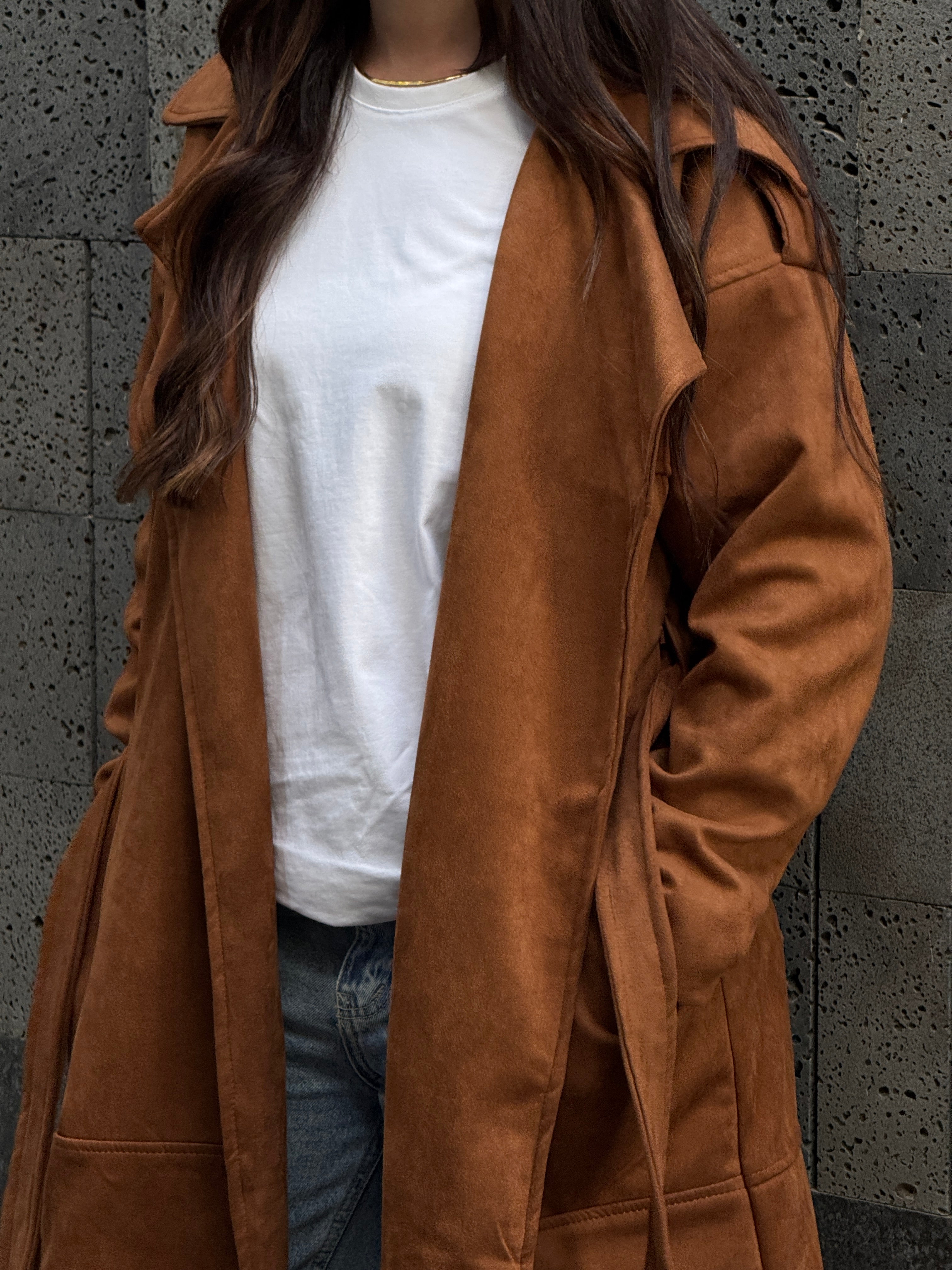 Suede Trench Coat