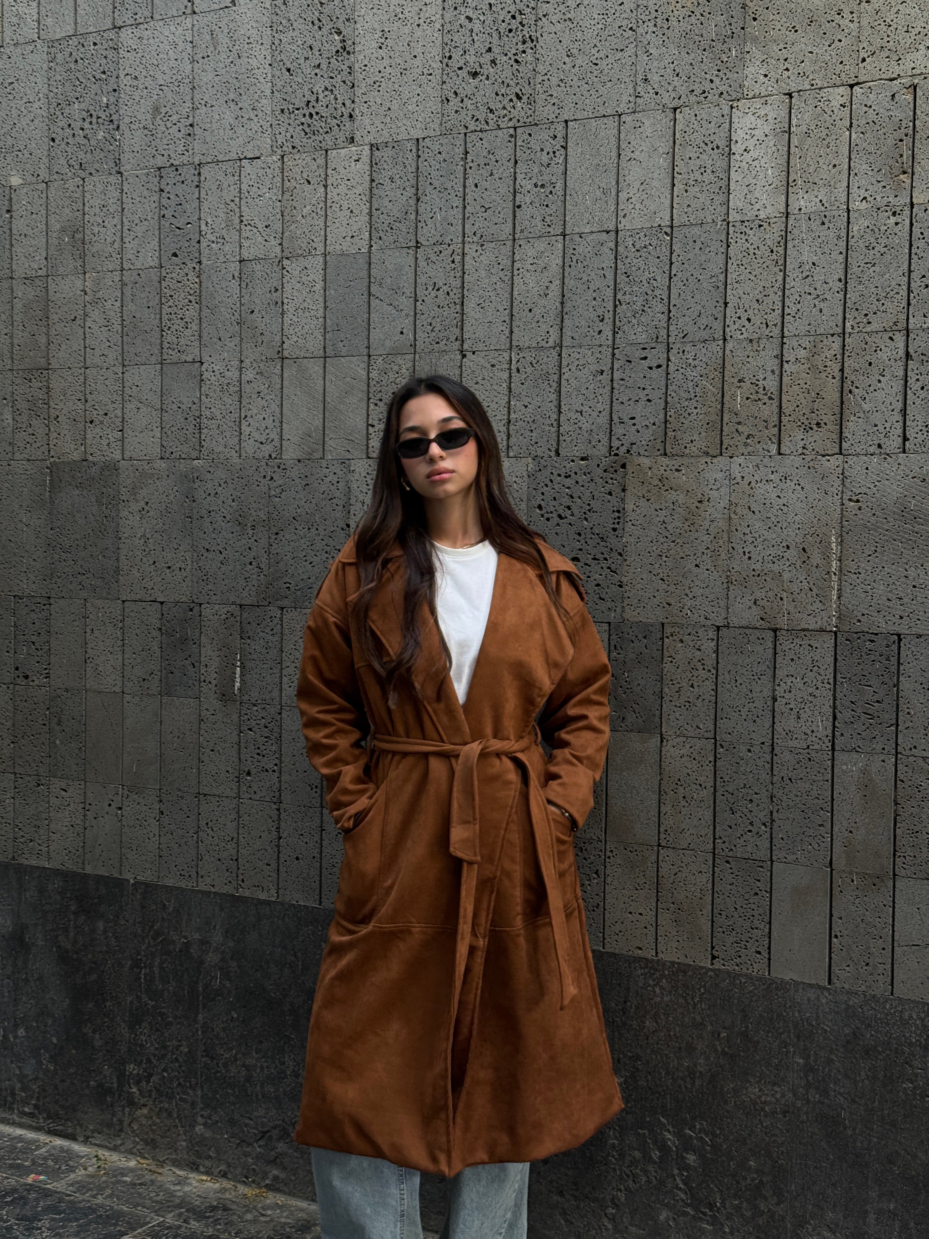 Suede Trench Coat