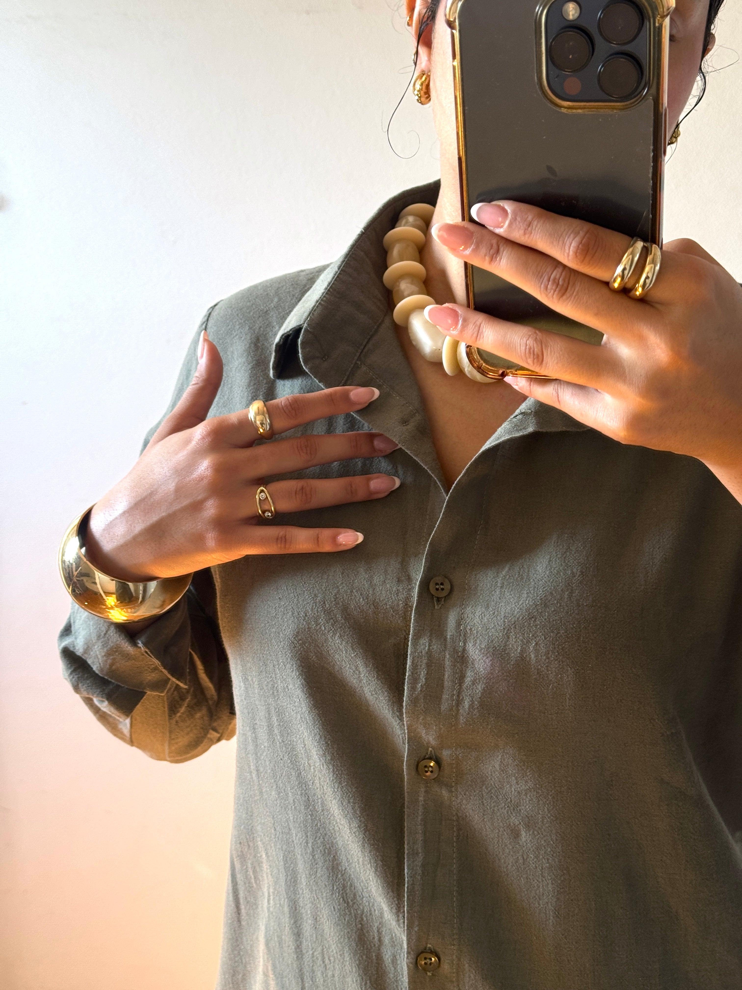 Olive | Long Sleeves Linen Dress