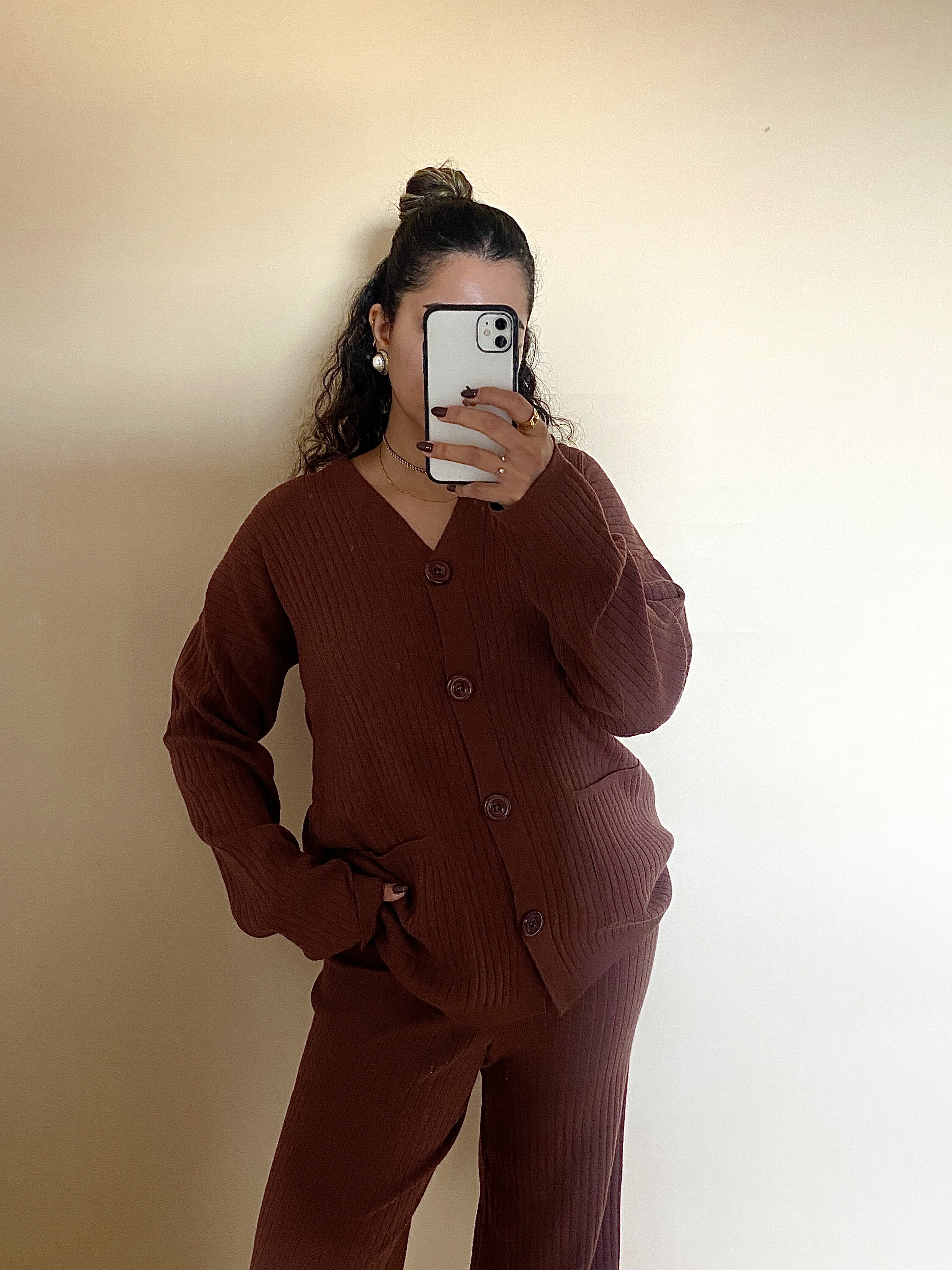 Chocolate Brown | Cardigan & Pants knit Set