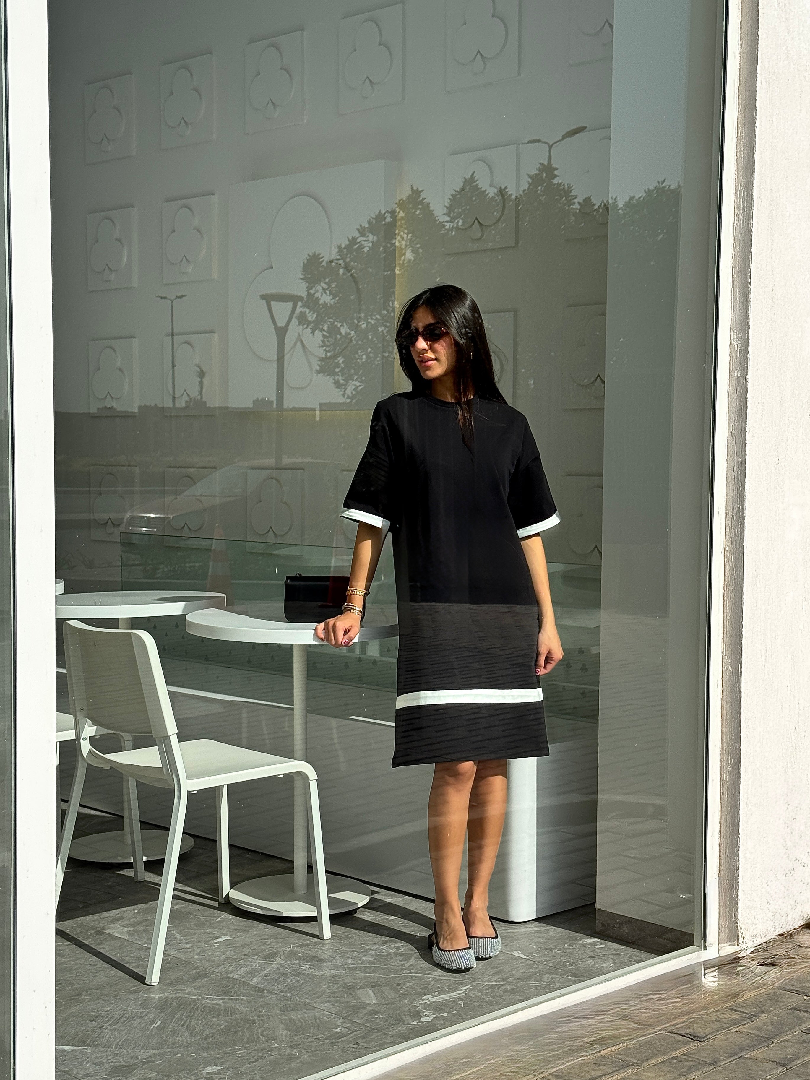 Black x White Stripe Comfy Dress