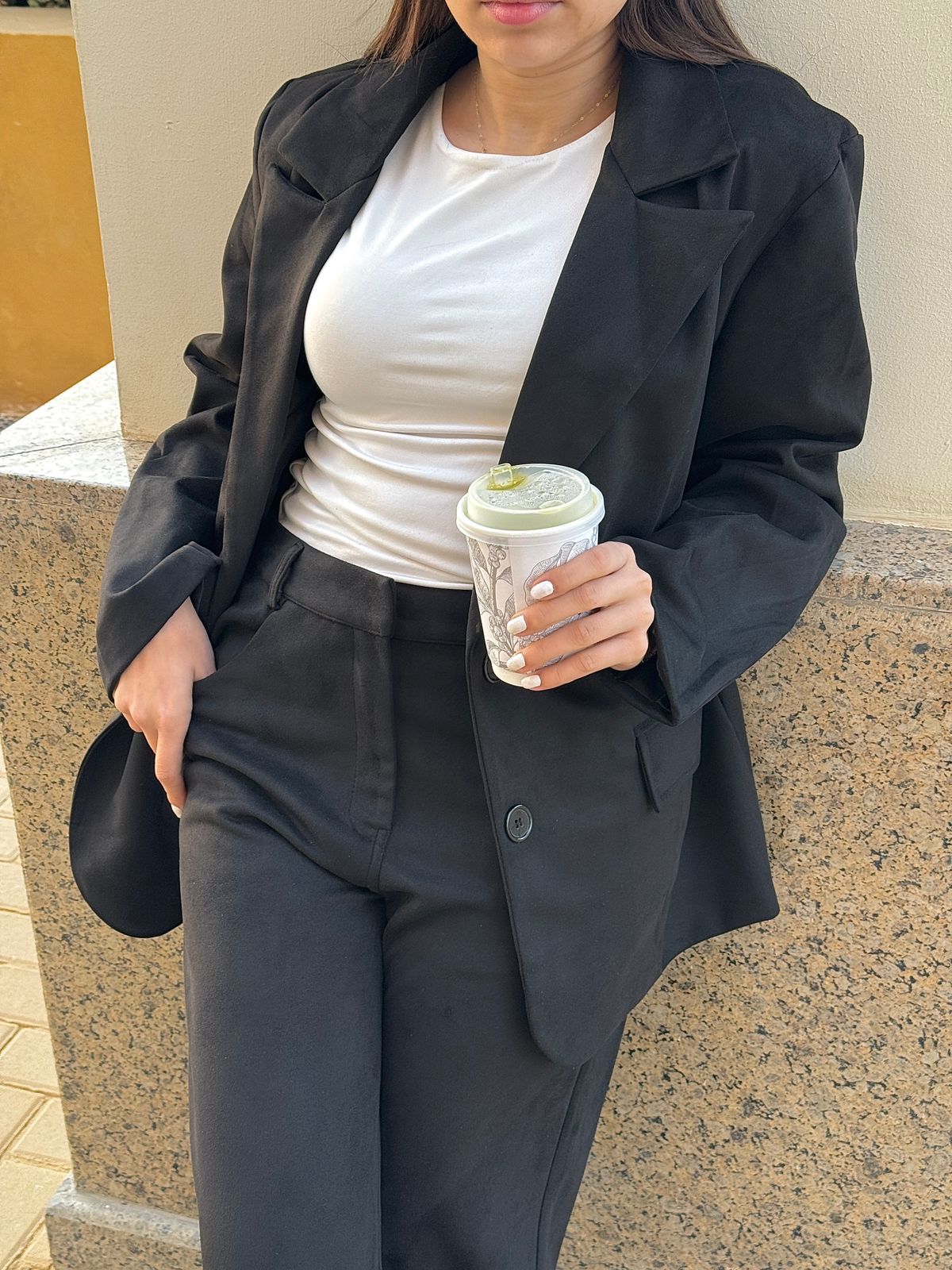 Black | Oversized Suede Blazer