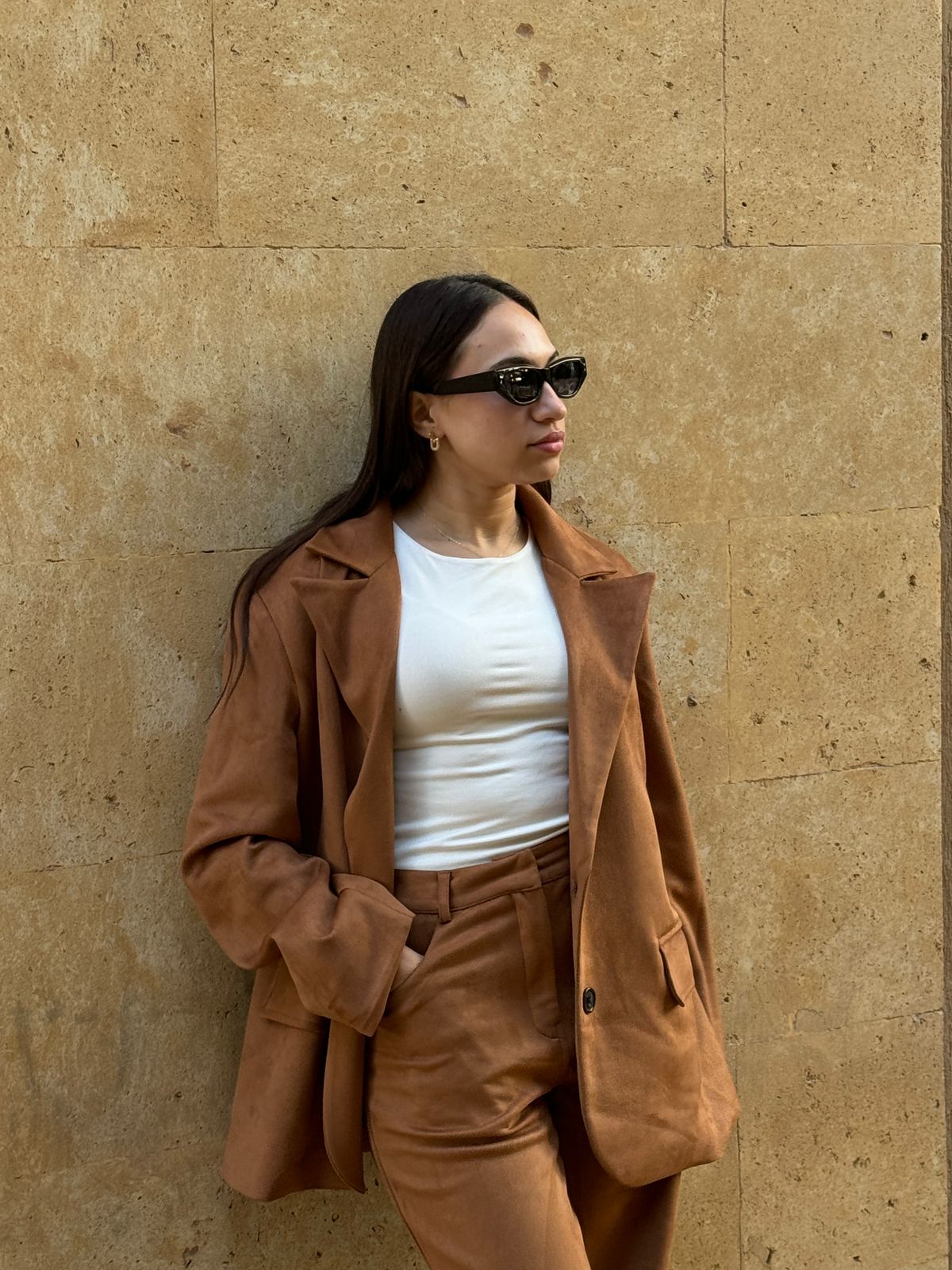 Camel | Oversized Suede Blazer