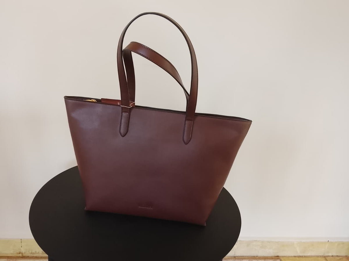 Dark Brown| Zipper Classic Tote (Zero Waste 🌿)