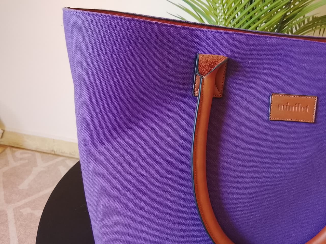 Camel x Purple | Leather Canvas Bag (Zero Waste 🌿)