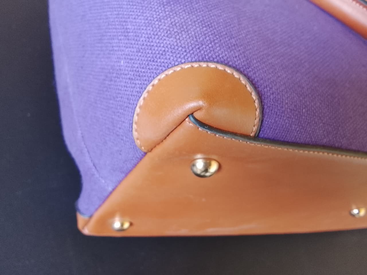 Camel x Purple | Leather Canvas Bag  (Zero Waste 🌿)