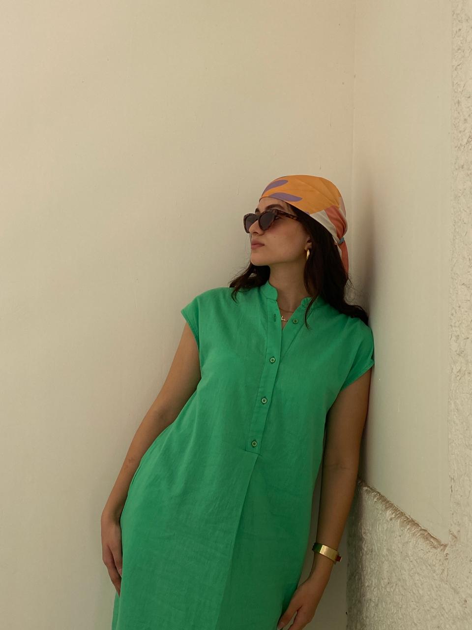 Green | City Linen Dress