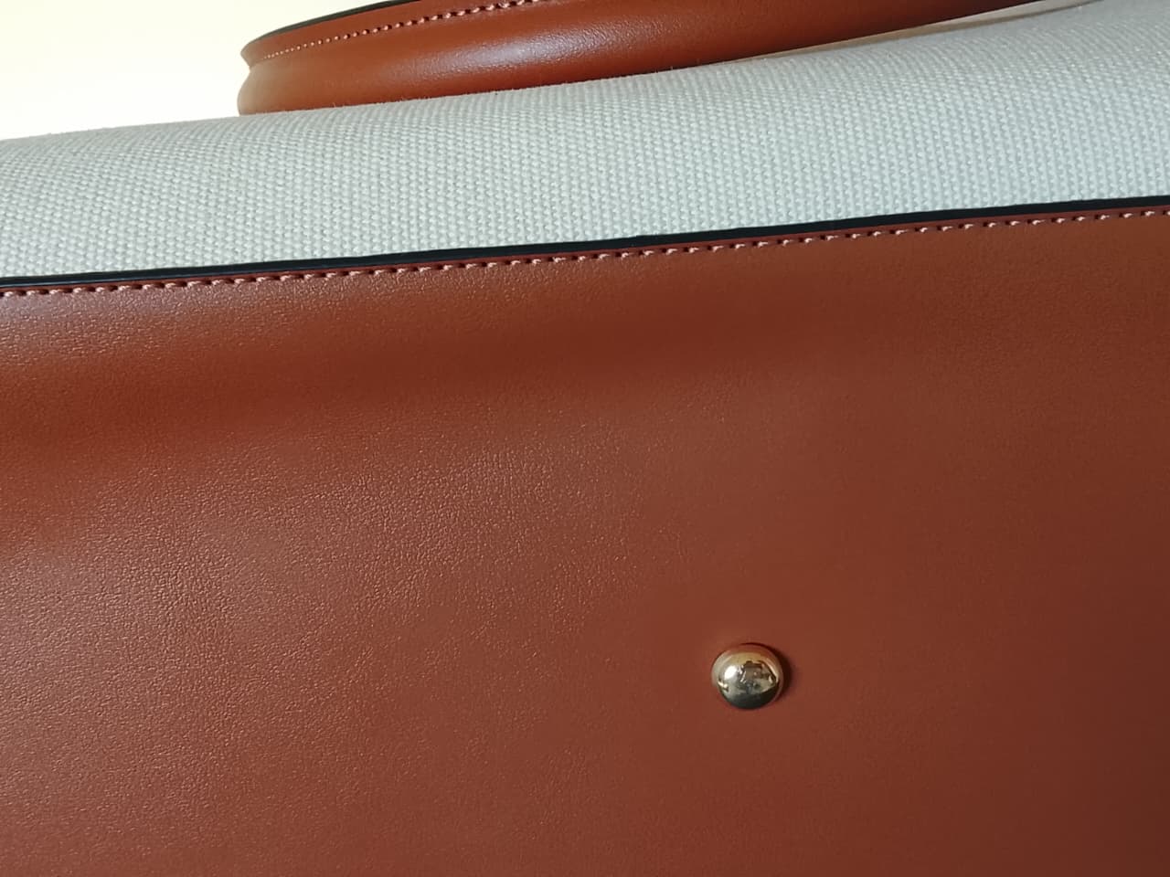 Camel x Offwhite | Leather Canvas Bag  (Zero Waste 🌿)