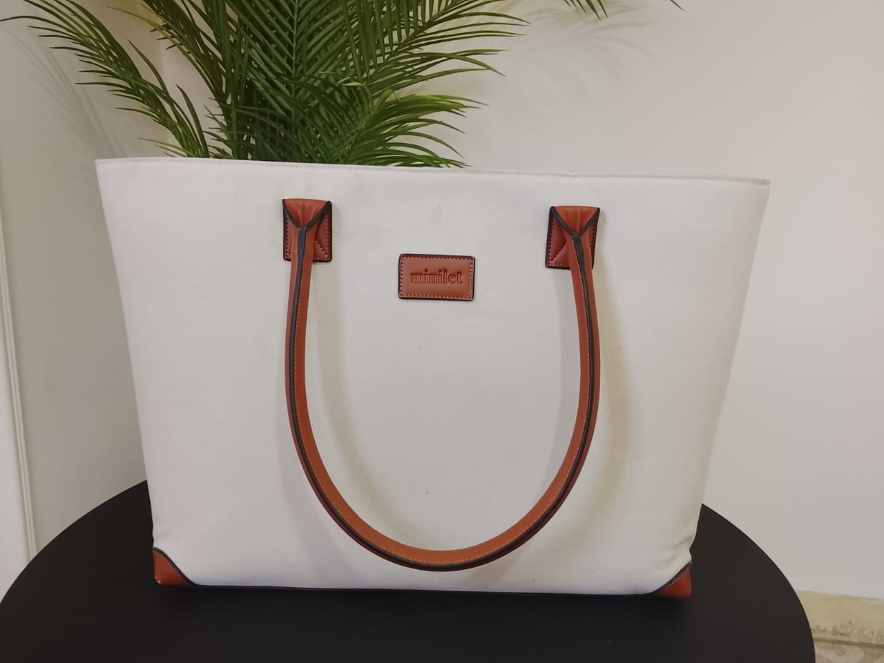 Camel x Offwhite | Leather Canvas Bag | Leather Canvas Bag (Zero Waste 🌿)
