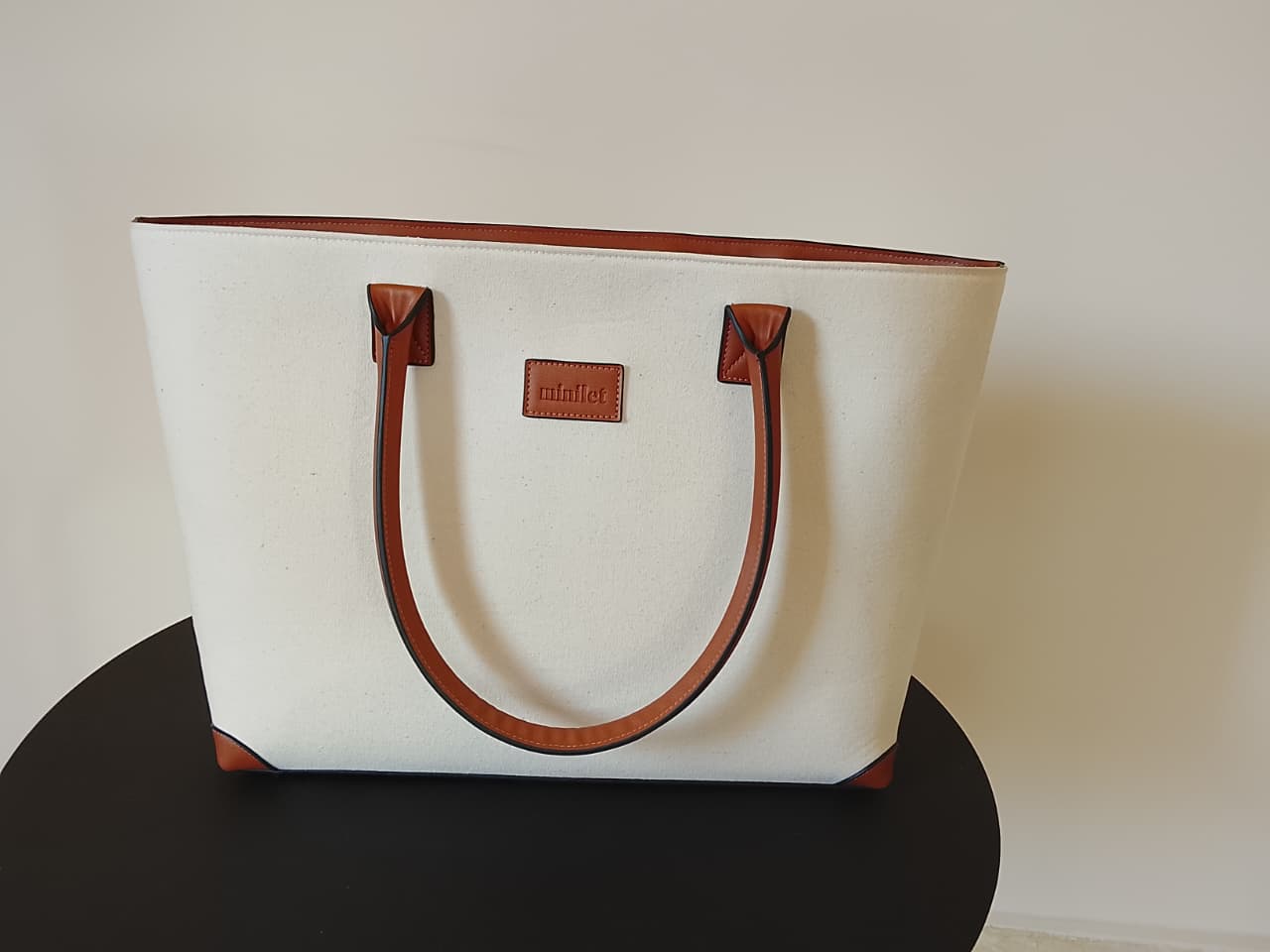 Camel x Offwhite | Leather Canvas Bag  (Zero Waste 🌿)