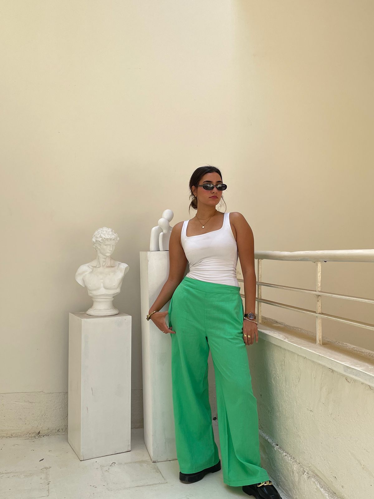 Green | Linen Pants