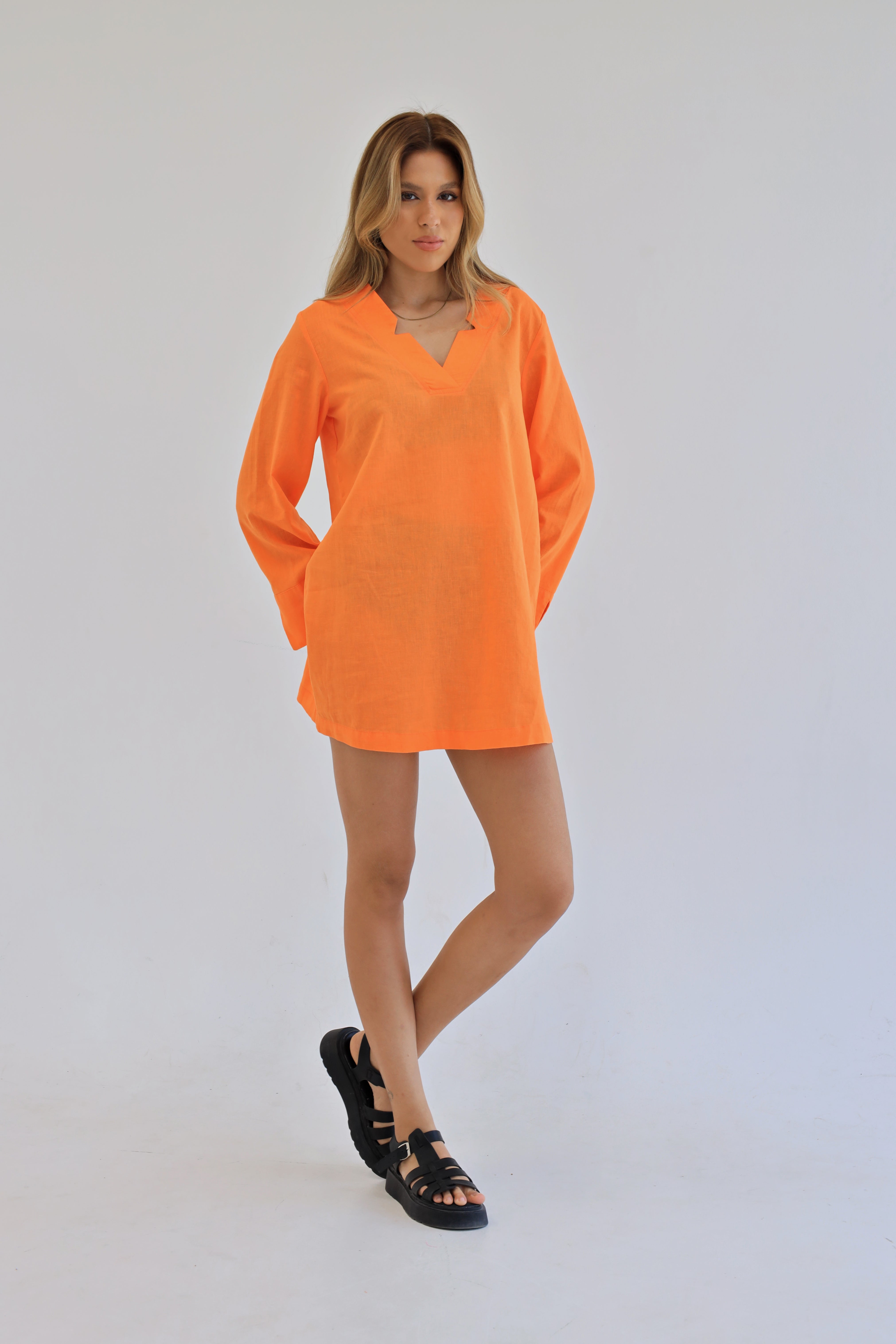 Orange | Beach Linen Dress