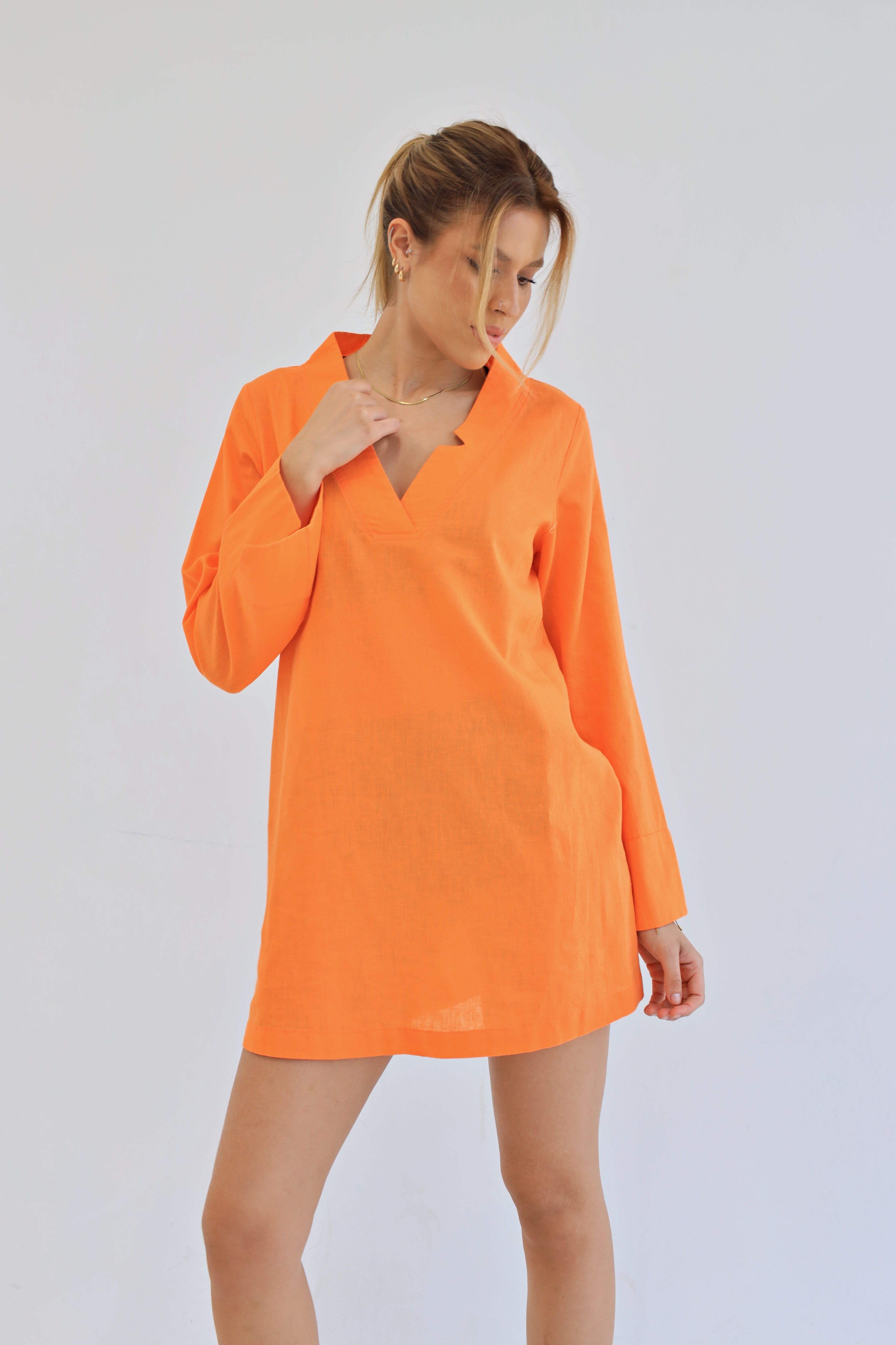 Orange | Beach Linen Dress