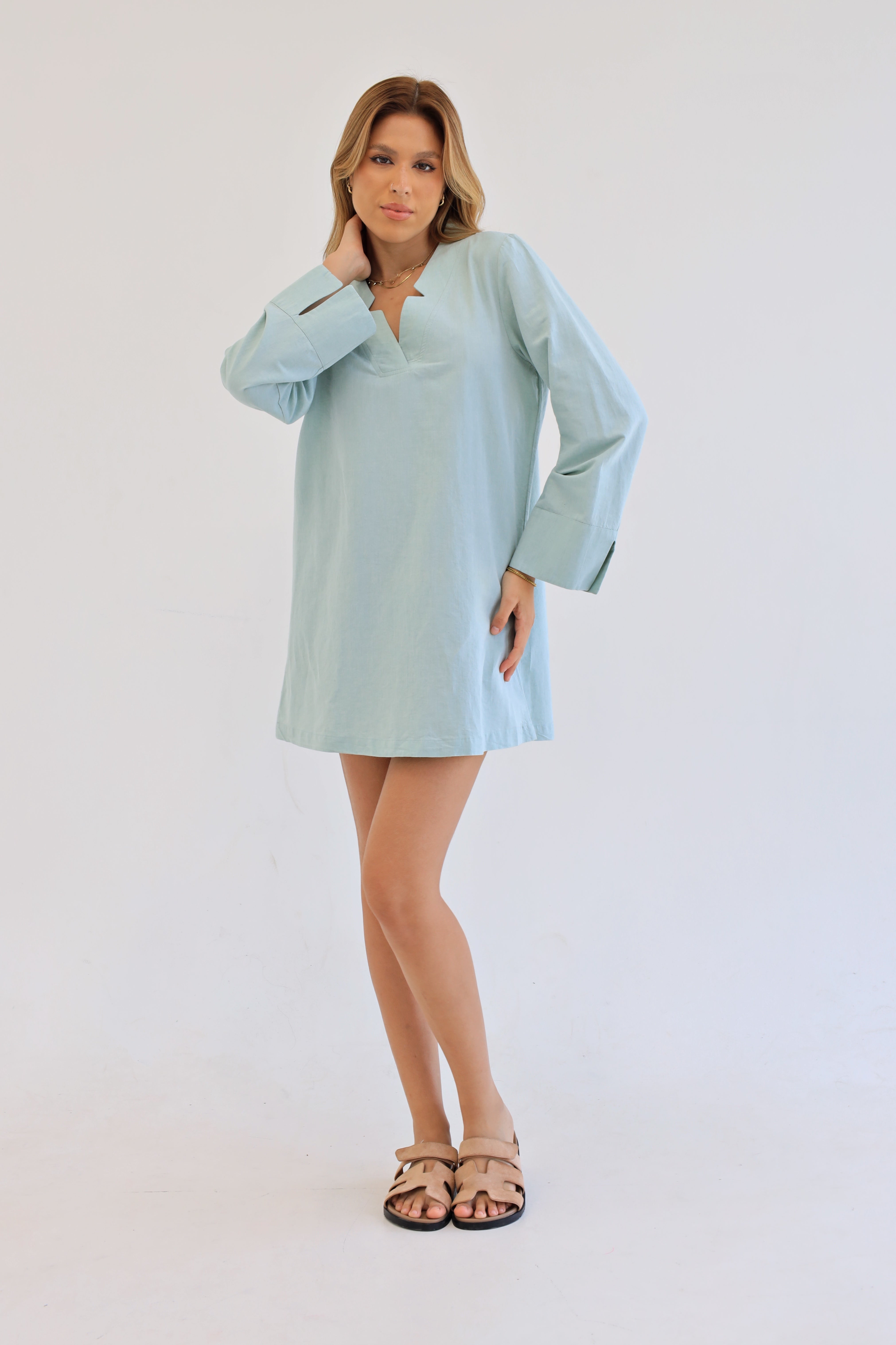 Mint Blue | Beach Linen Dress