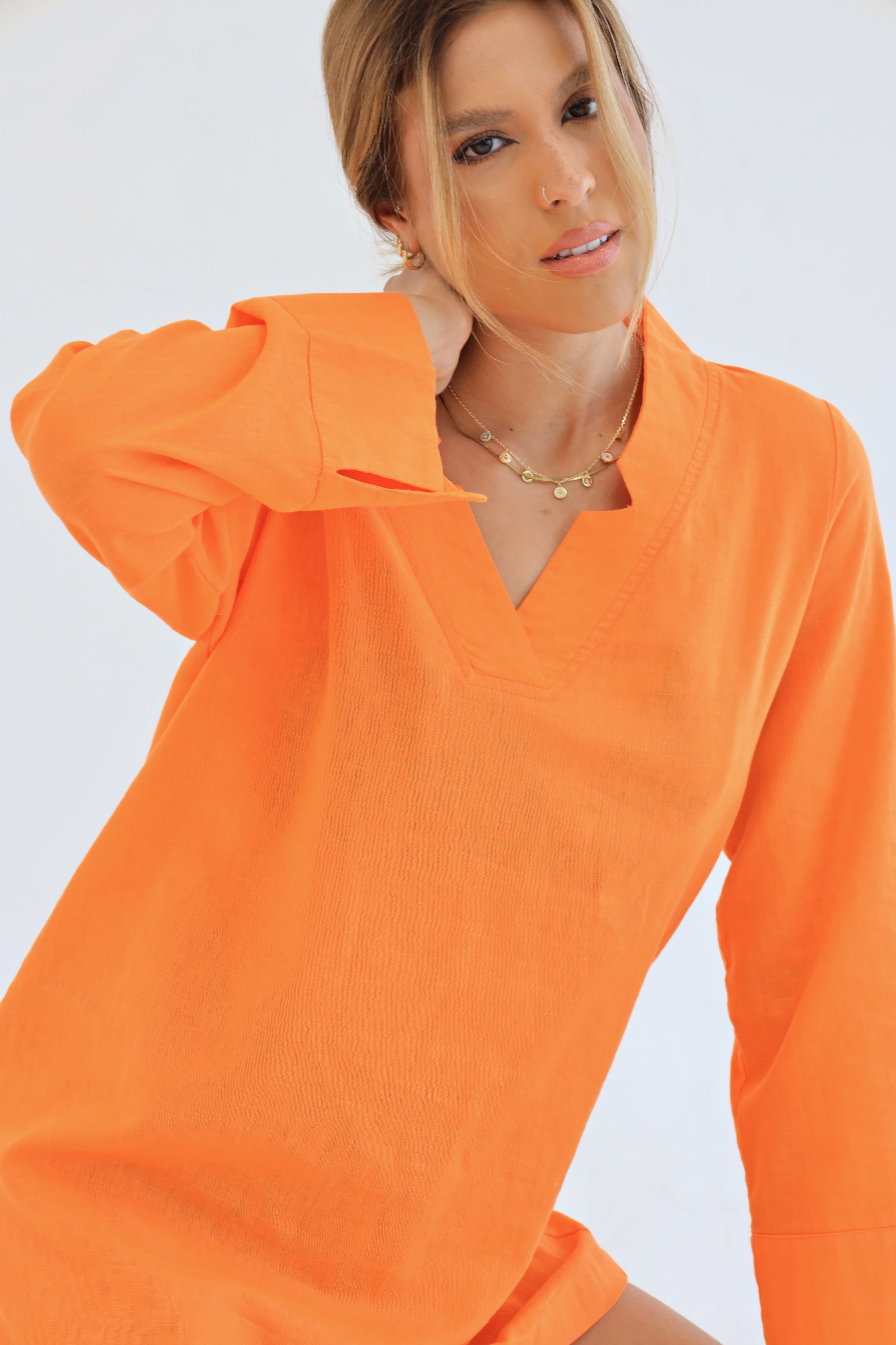 Orange | Beach Linen Dress